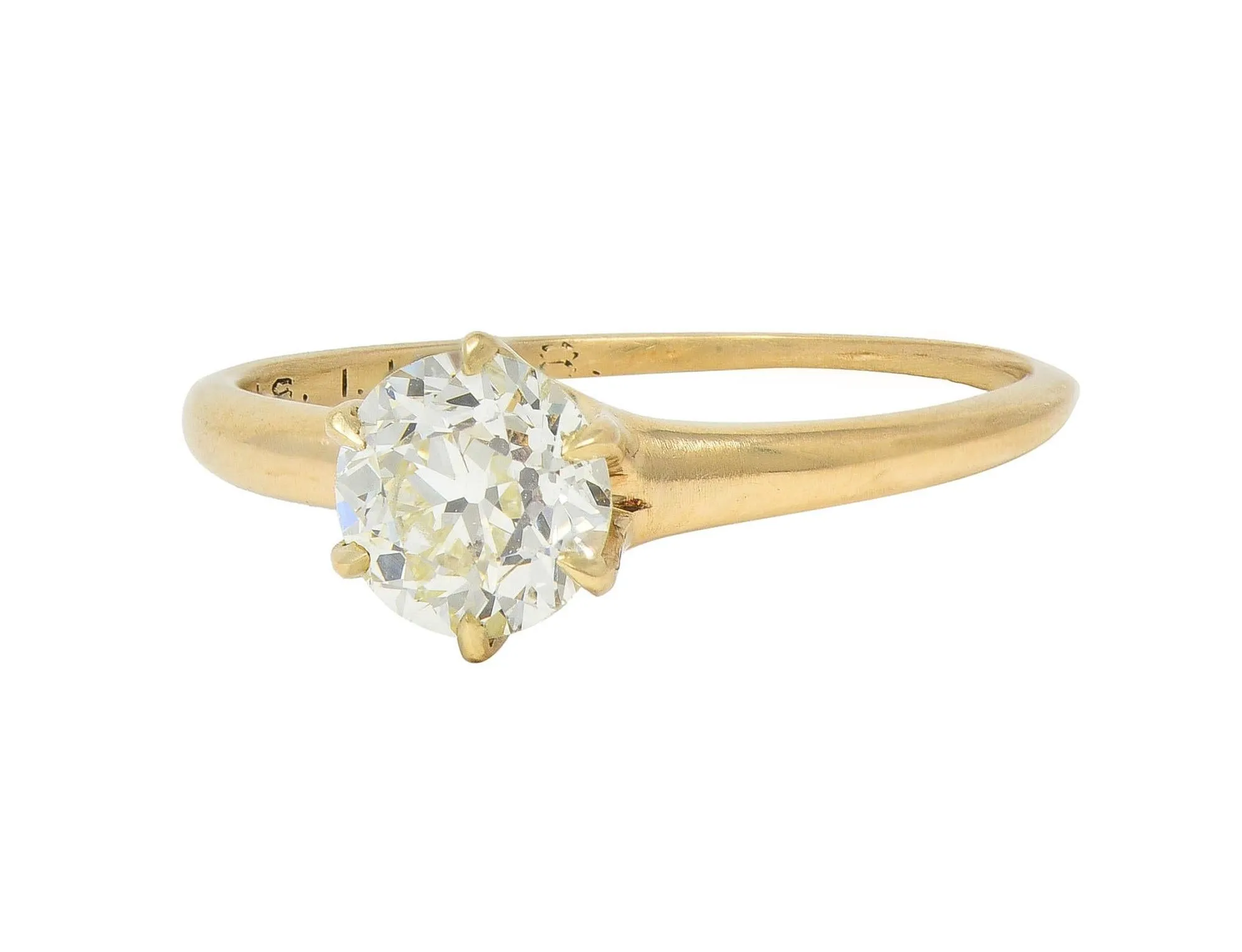 1.00 CTW Old European Cut Antique Diamond 14 Karat Yellow Gold Solitaire Engagement Ring