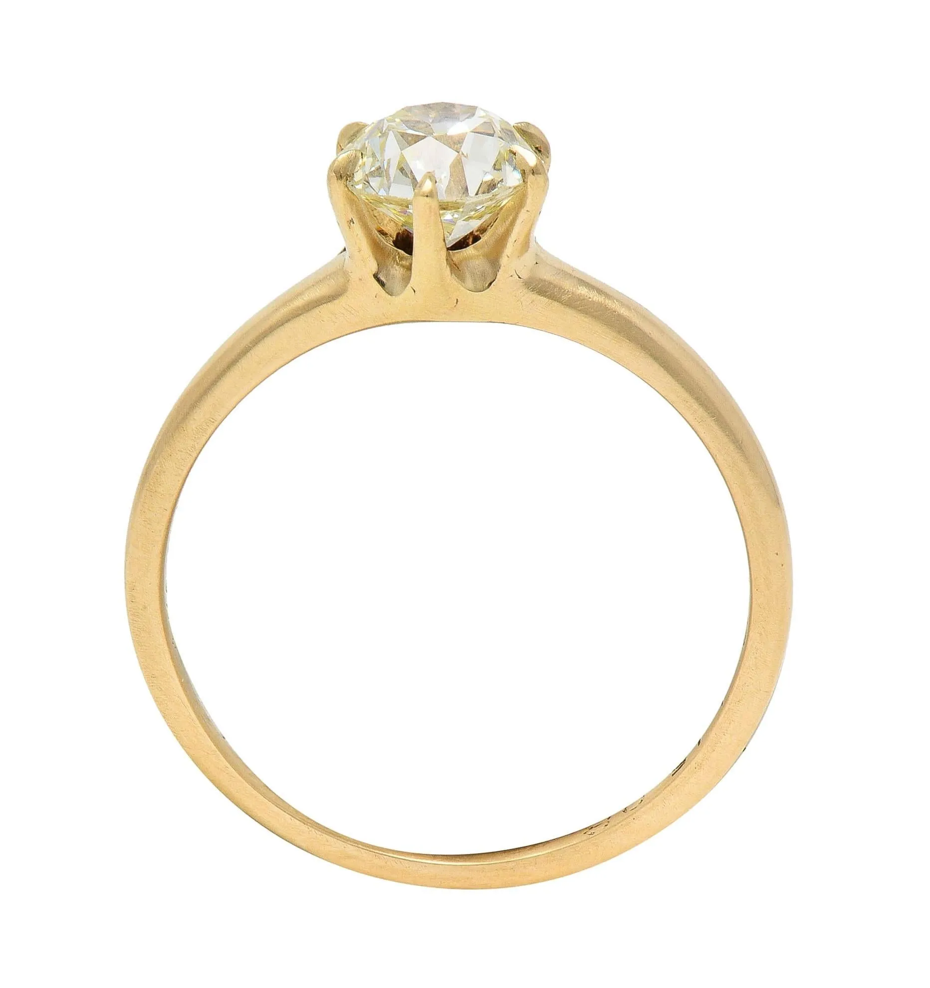 1.00 CTW Old European Cut Antique Diamond 14 Karat Yellow Gold Solitaire Engagement Ring