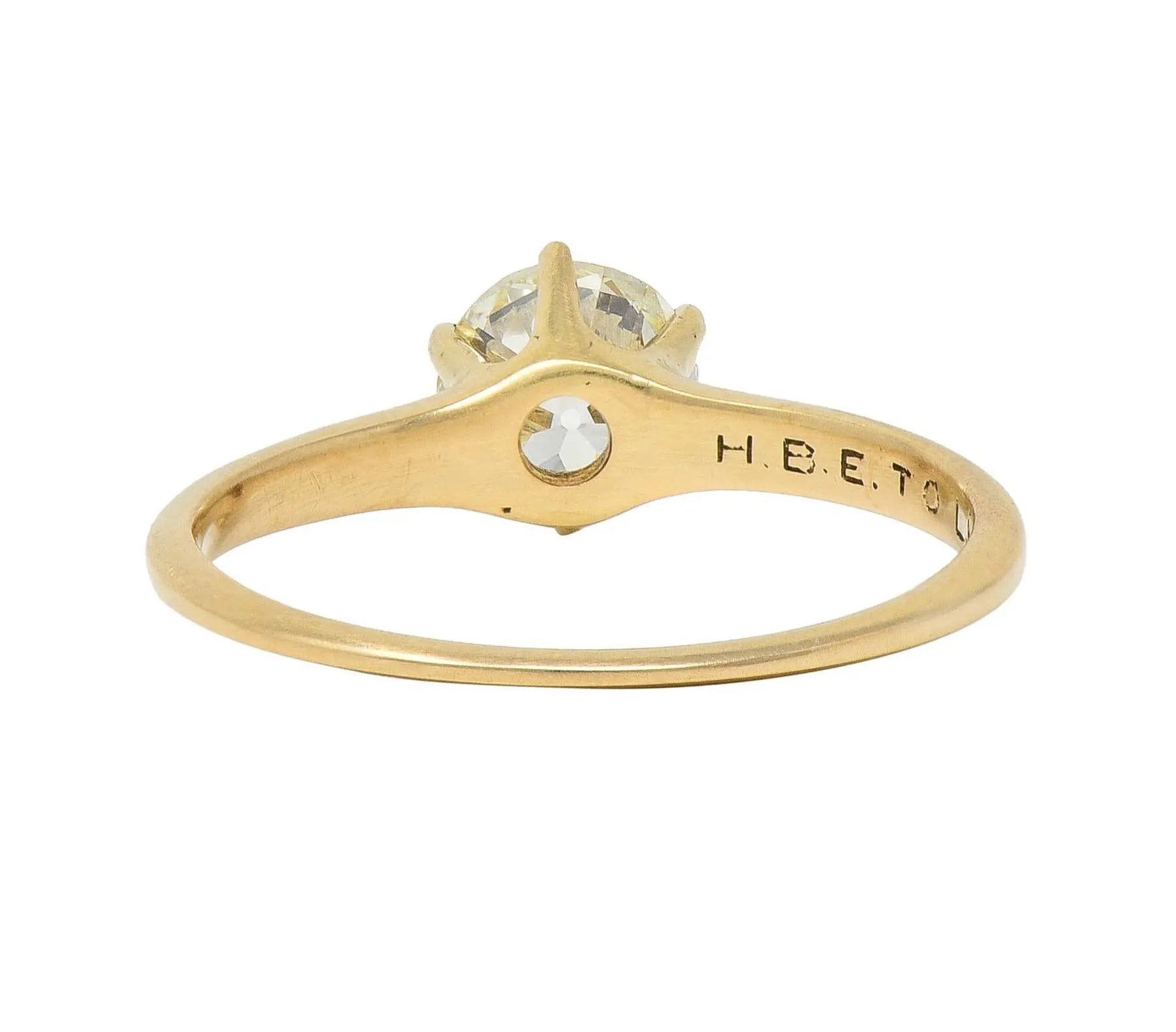 1.00 CTW Old European Cut Antique Diamond 14 Karat Yellow Gold Solitaire Engagement Ring