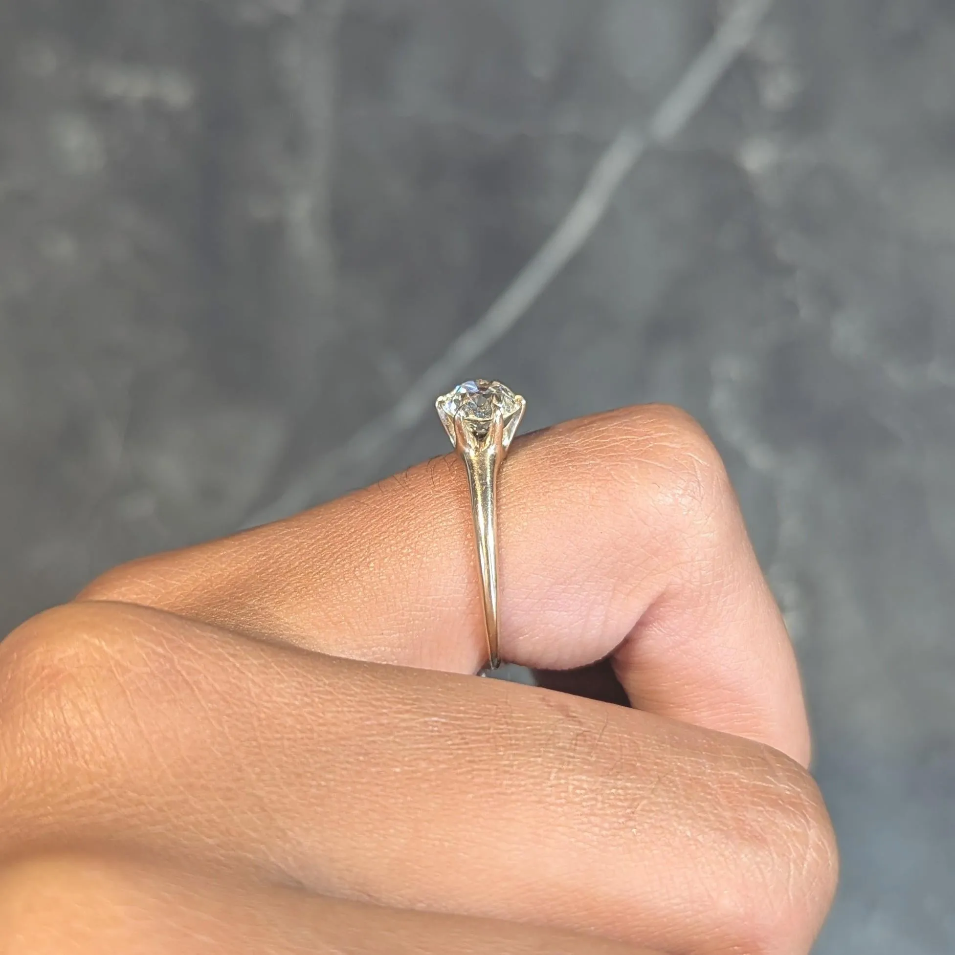 1.00 CTW Old European Cut Antique Diamond 14 Karat Yellow Gold Solitaire Engagement Ring