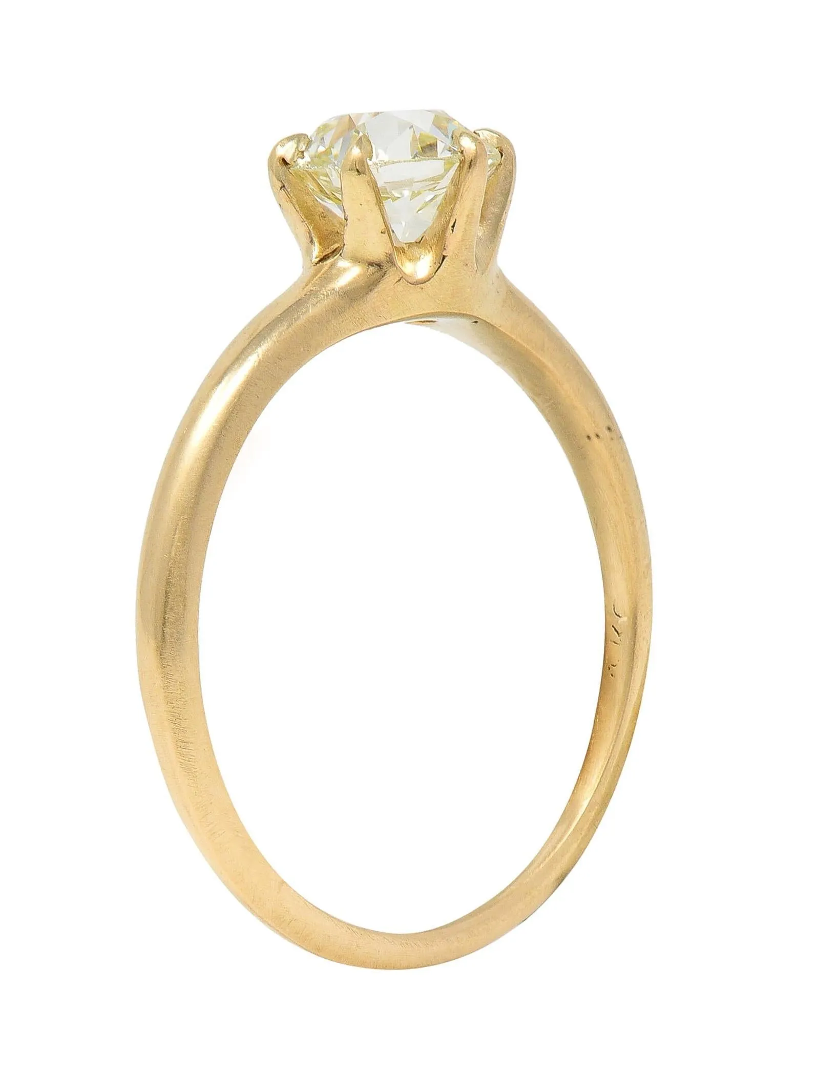 1.00 CTW Old European Cut Antique Diamond 14 Karat Yellow Gold Solitaire Engagement Ring