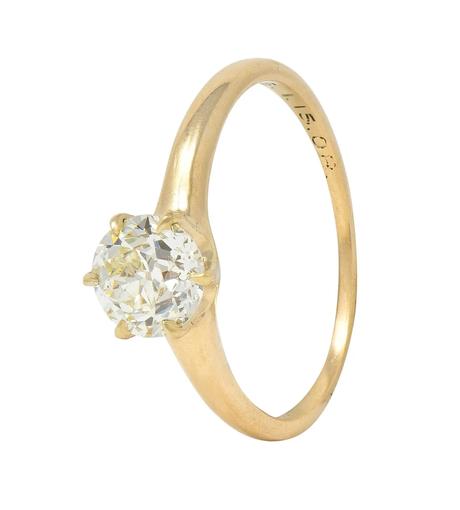 1.00 CTW Old European Cut Antique Diamond 14 Karat Yellow Gold Solitaire Engagement Ring