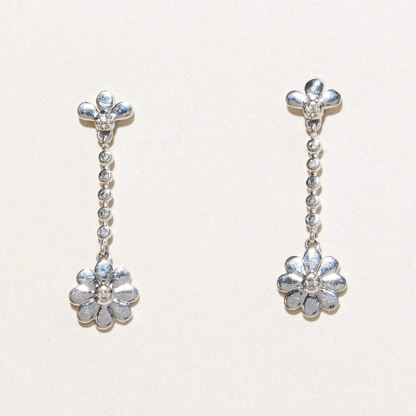 10K Diamond Floral Drop Earrings | 0.02ctw
