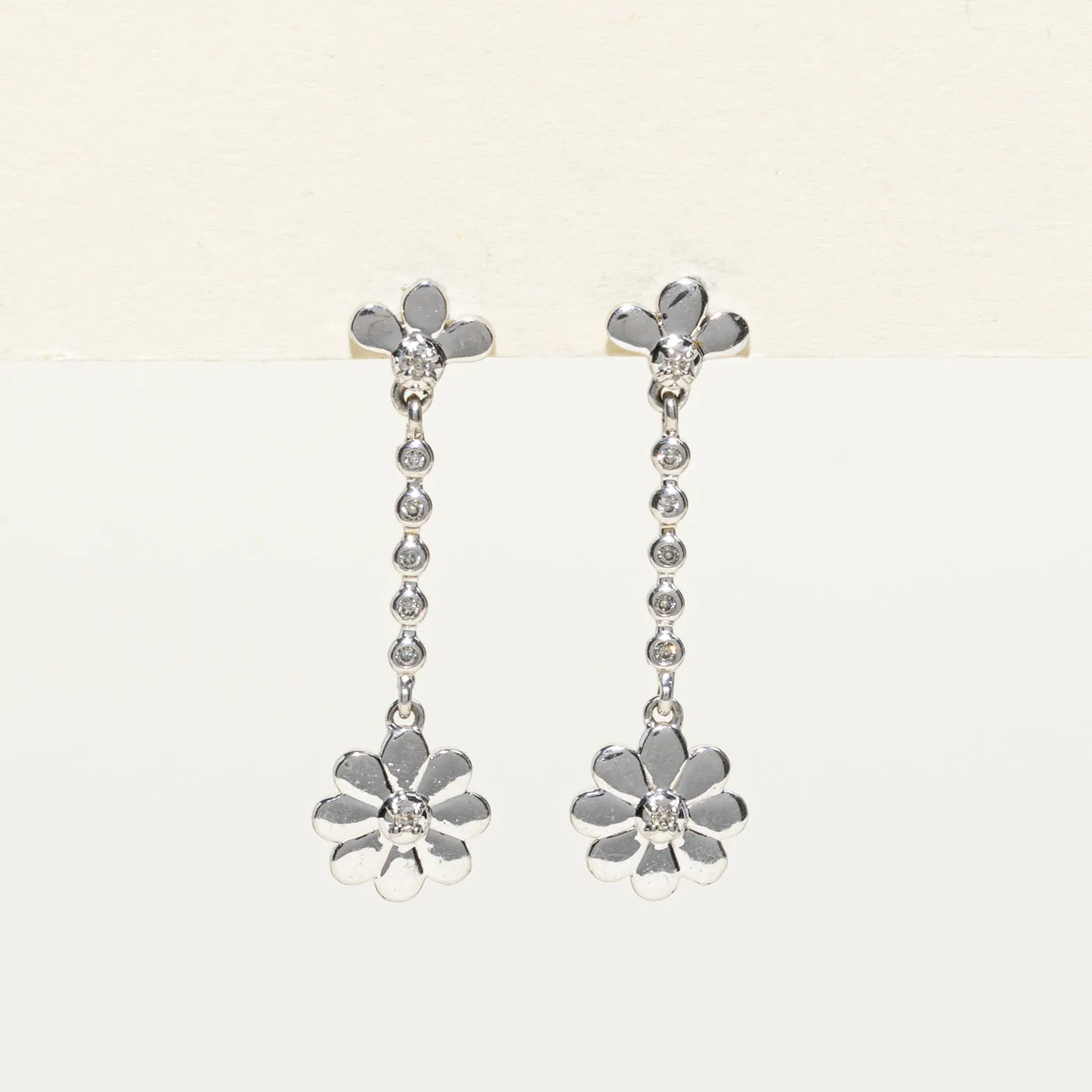 10K Diamond Floral Drop Earrings | 0.02ctw