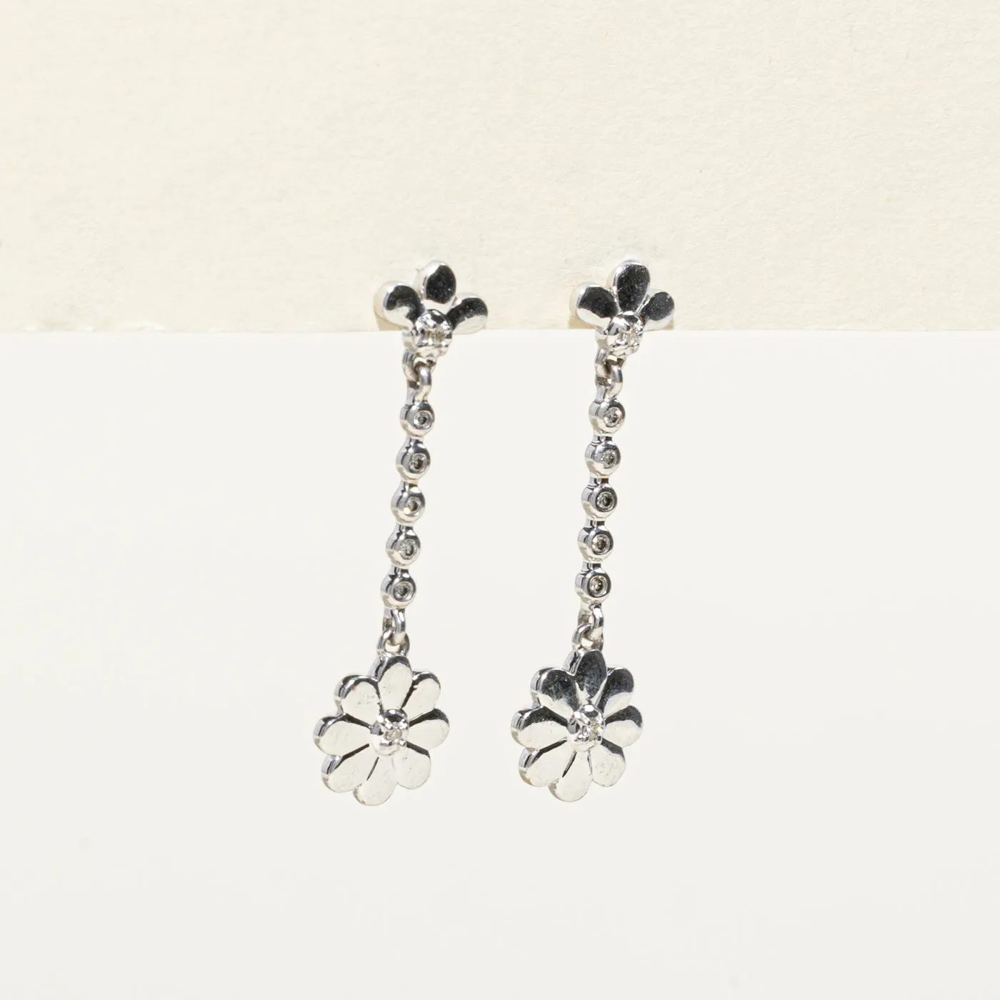 10K Diamond Floral Drop Earrings | 0.02ctw