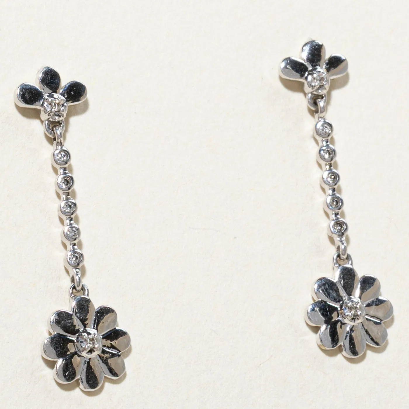 10K Diamond Floral Drop Earrings | 0.02ctw