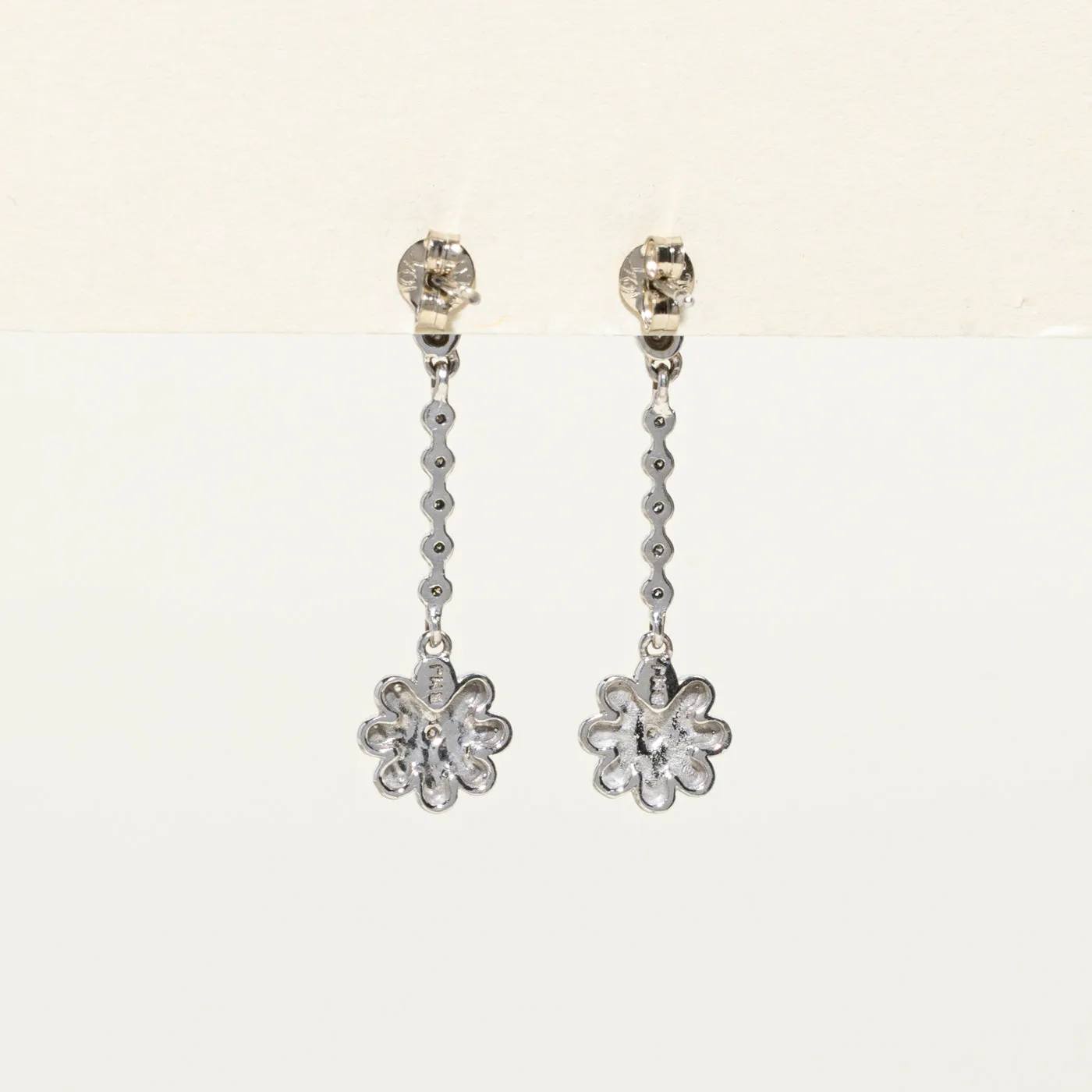 10K Diamond Floral Drop Earrings | 0.02ctw