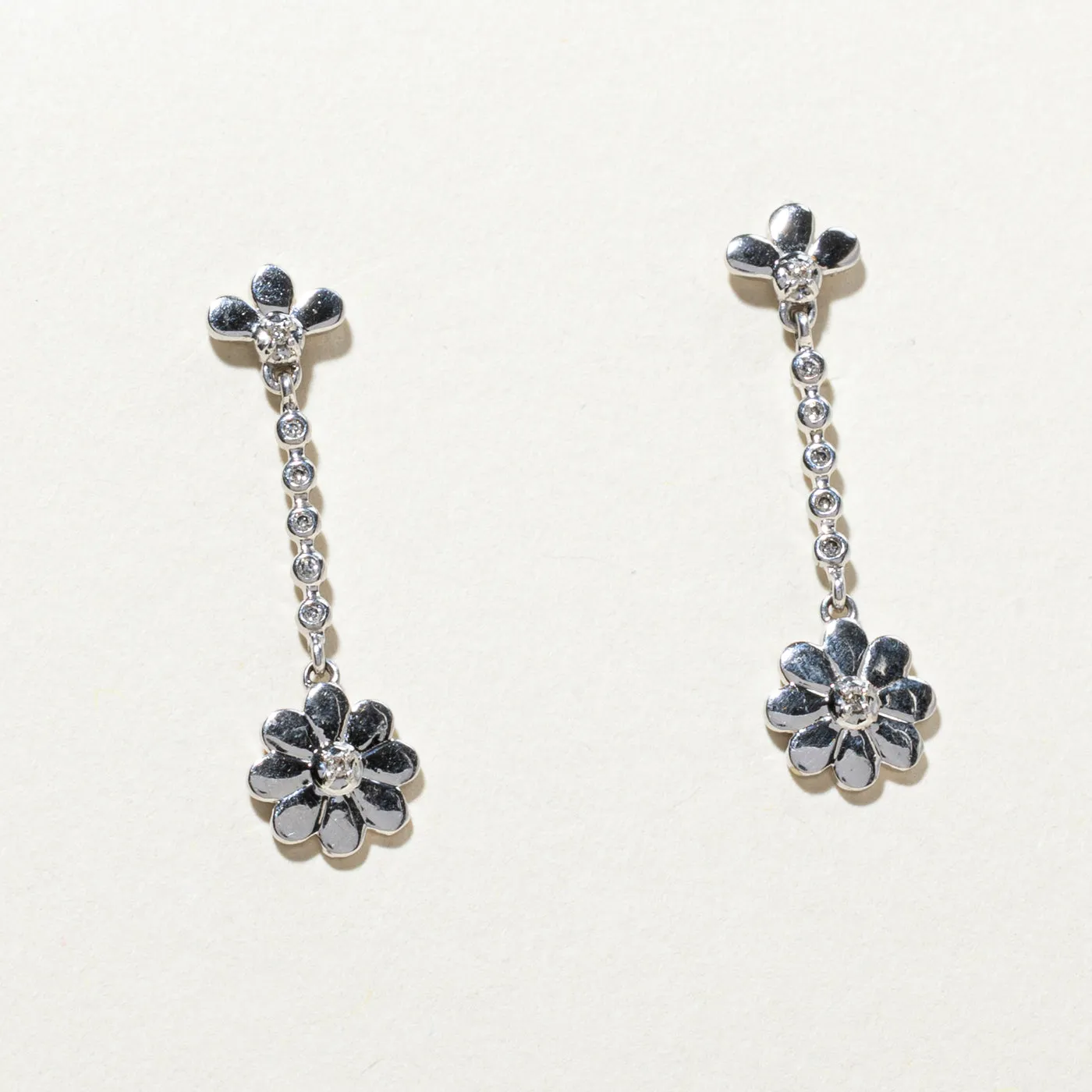 10K Diamond Floral Drop Earrings | 0.02ctw