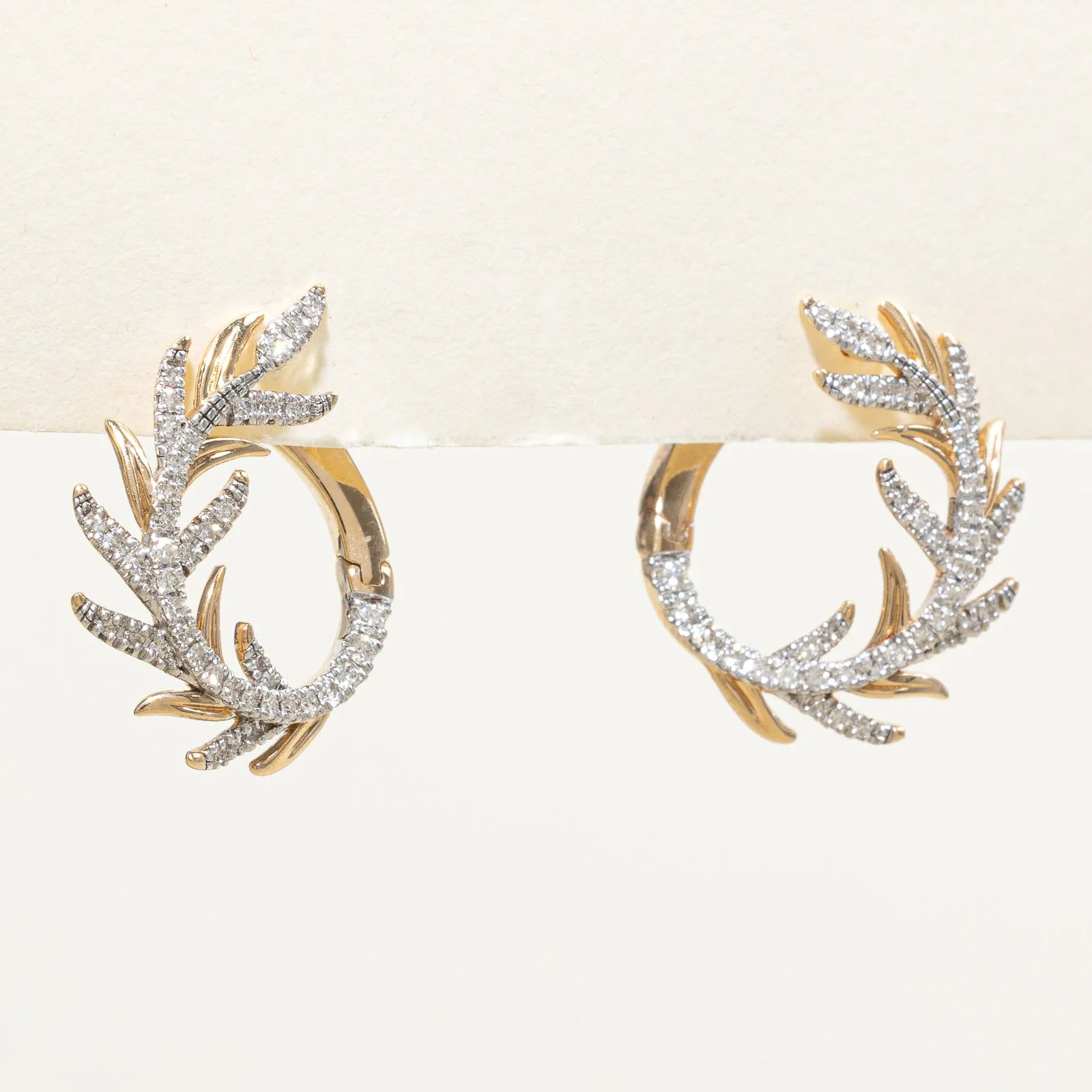 10K Diamond Vine Hoop Earrings | 0.47ctw