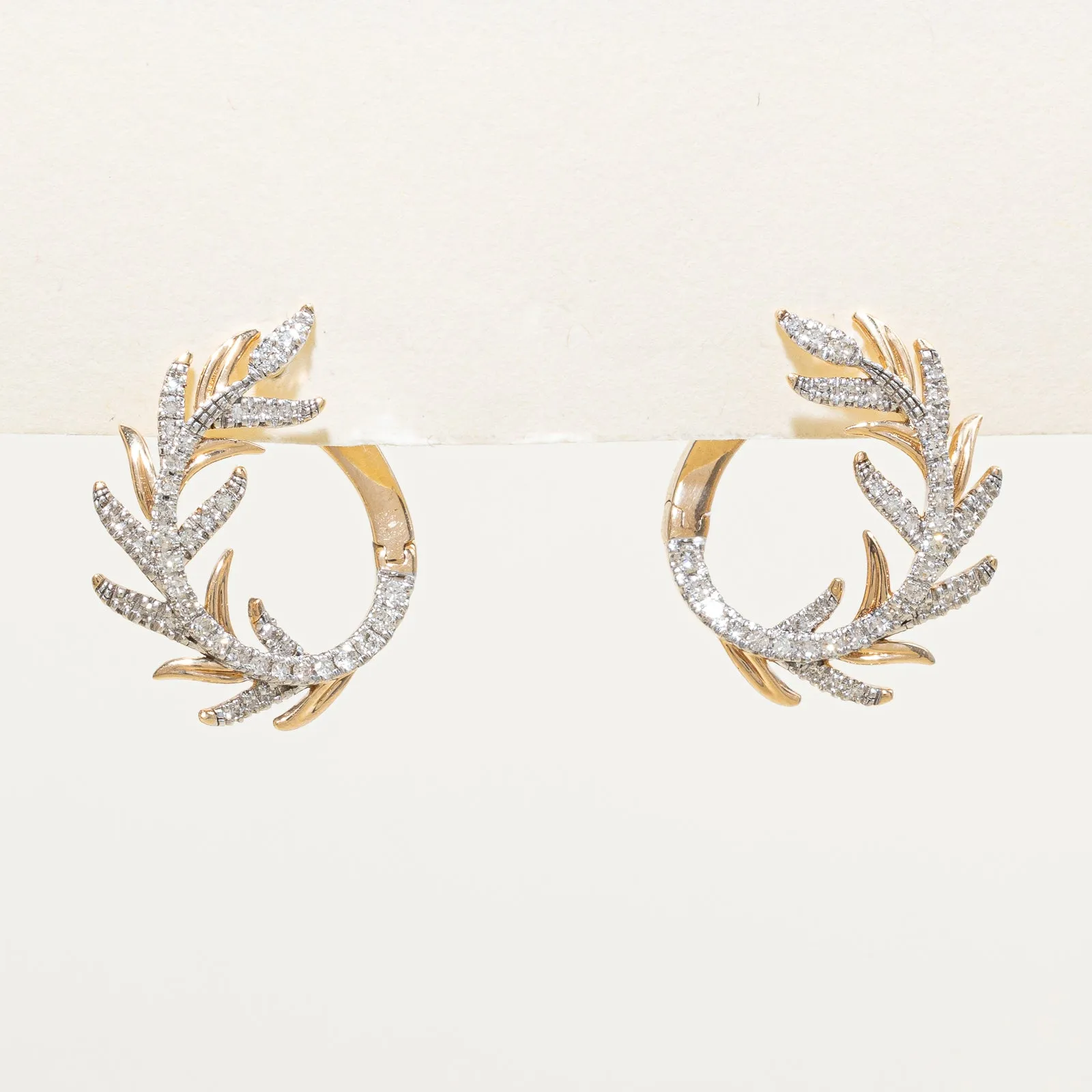 10K Diamond Vine Hoop Earrings | 0.47ctw