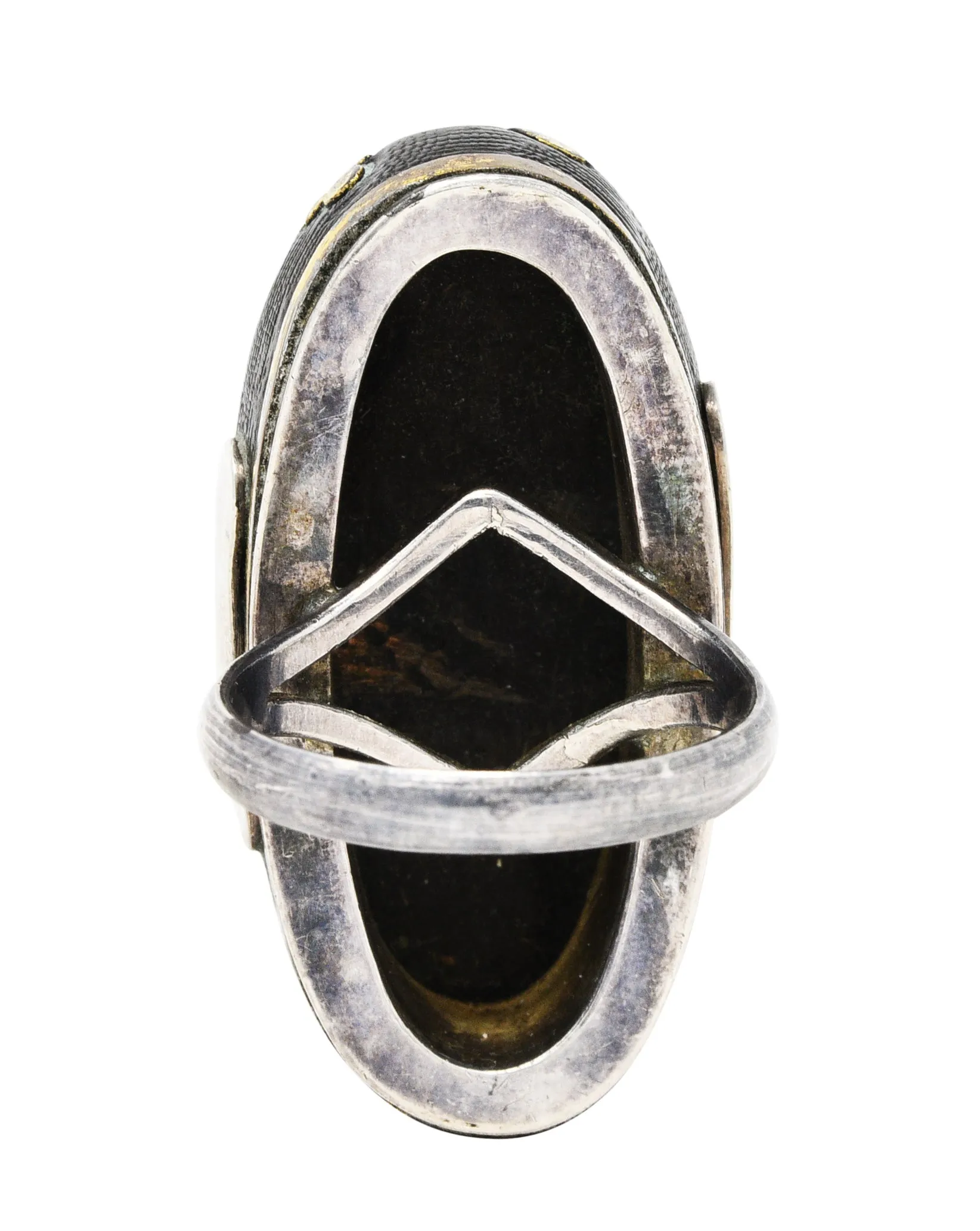 1860's Victorian Shakudo Silver 10 Karat Mixed Metal Ginseng Root Ring