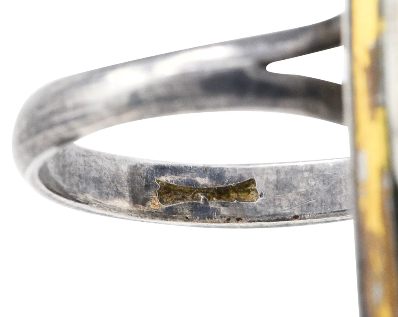1860's Victorian Shakudo Silver 10 Karat Mixed Metal Ginseng Root Ring