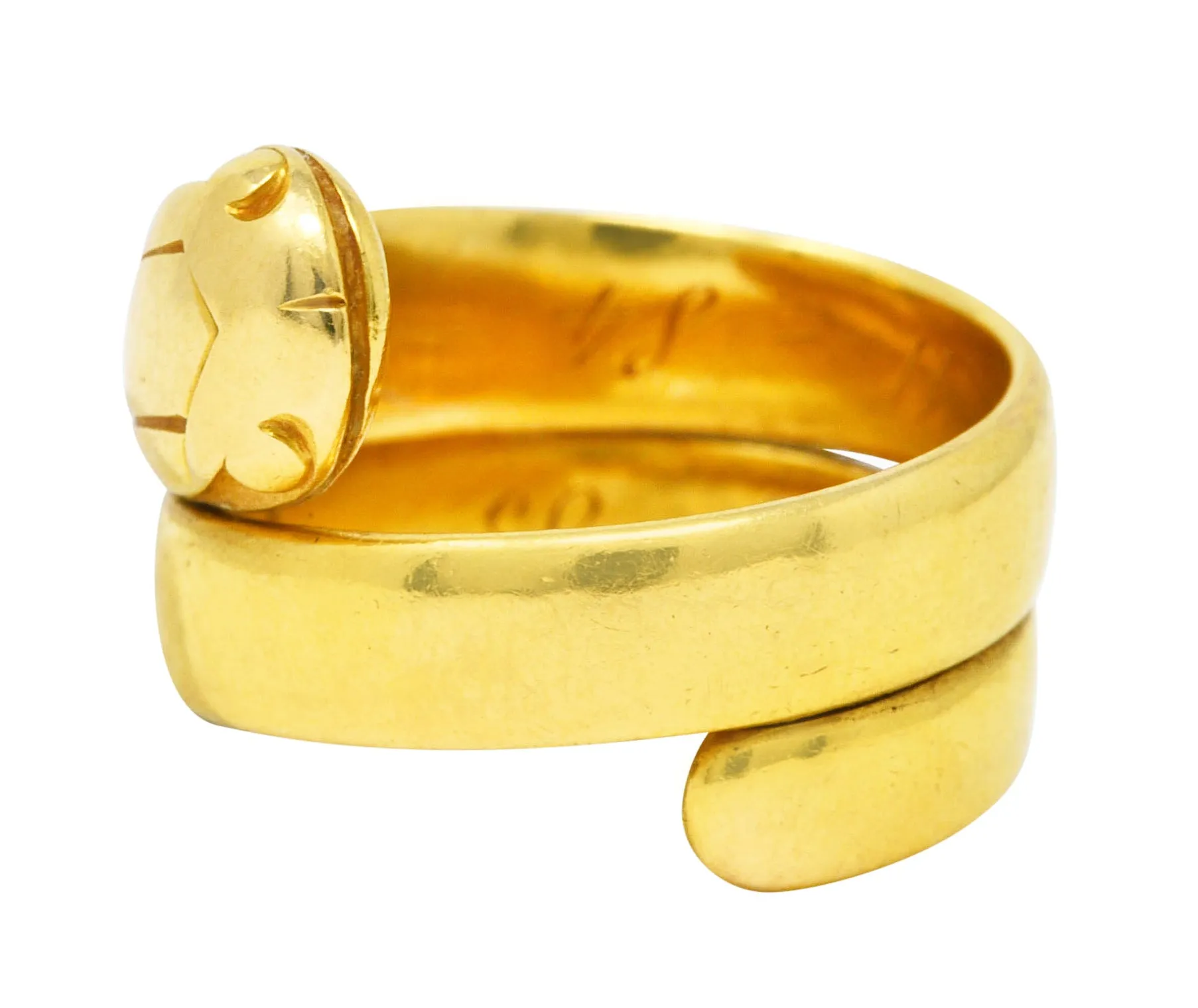 1870's Victorian 18 Karat Yellow Gold Snake Band Antique Ring