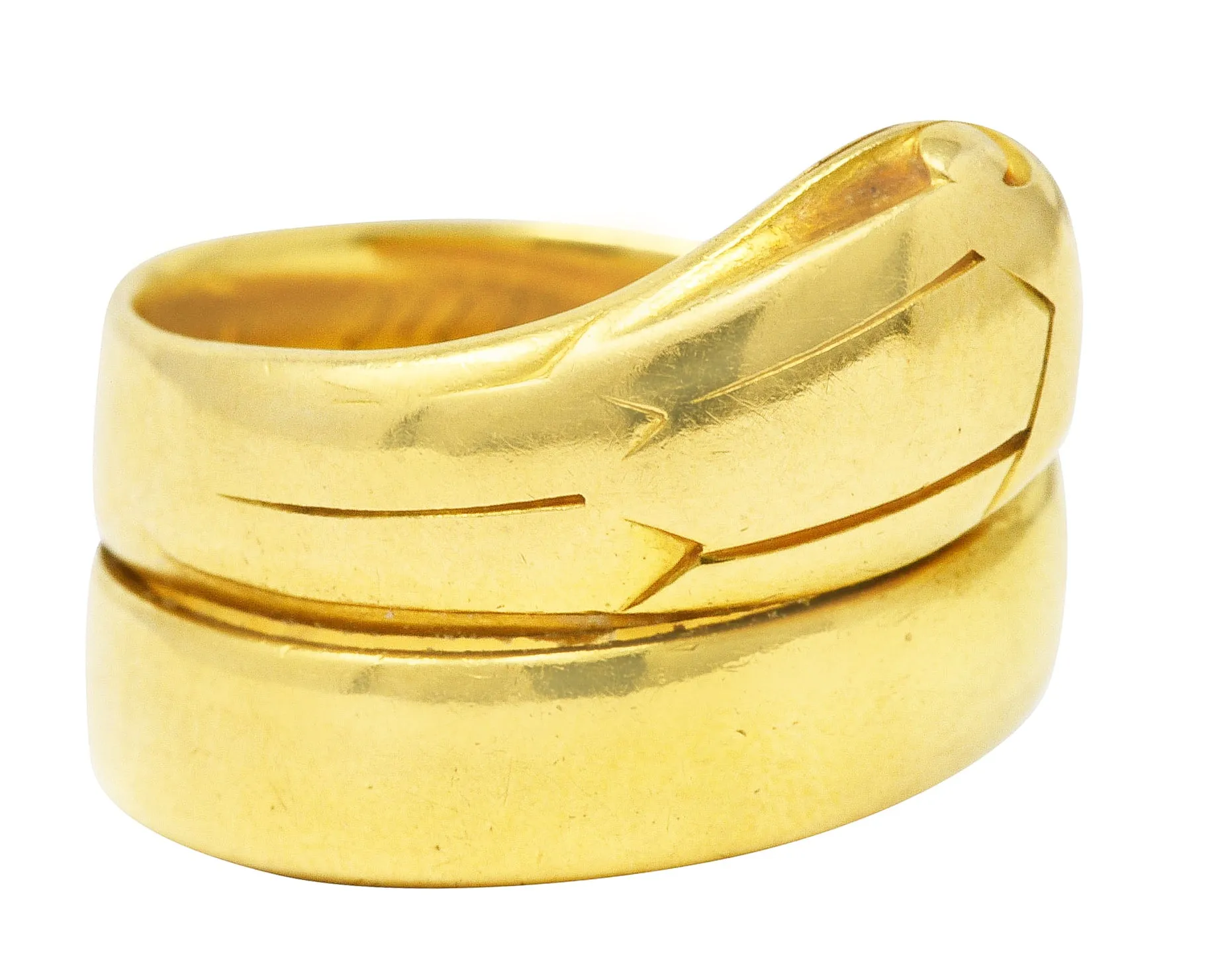 1870's Victorian 18 Karat Yellow Gold Snake Band Antique Ring