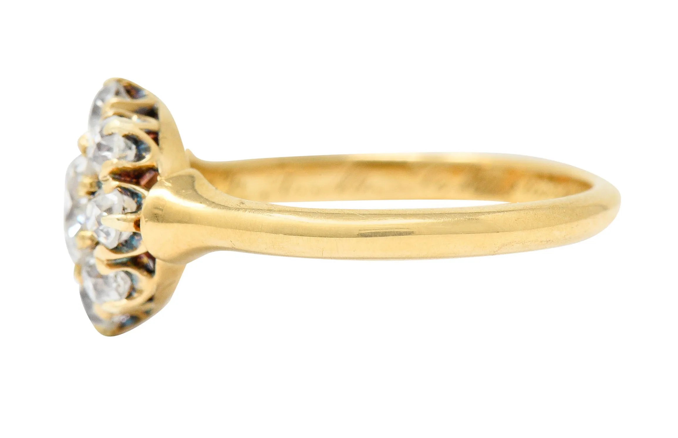 1892 Victorian 1.25 CTW Diamond 18 Karat Gold Cluster Ring GIA