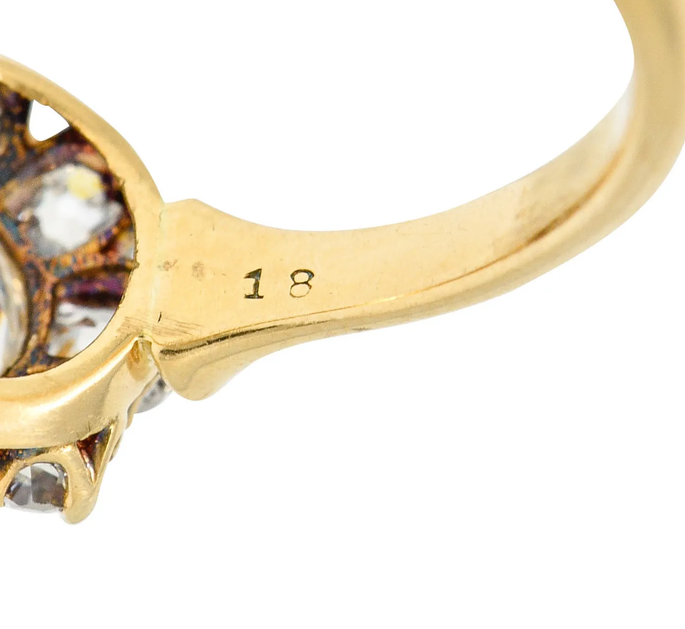 1892 Victorian 1.25 CTW Diamond 18 Karat Gold Cluster Ring GIA