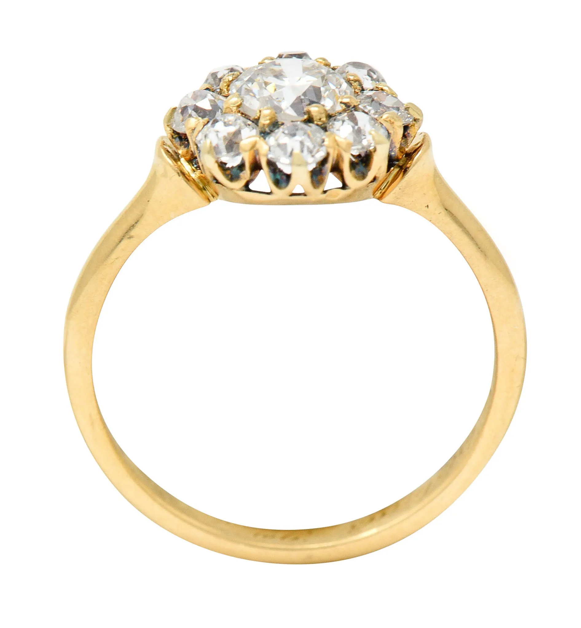 1892 Victorian 1.25 CTW Diamond 18 Karat Gold Cluster Ring GIA