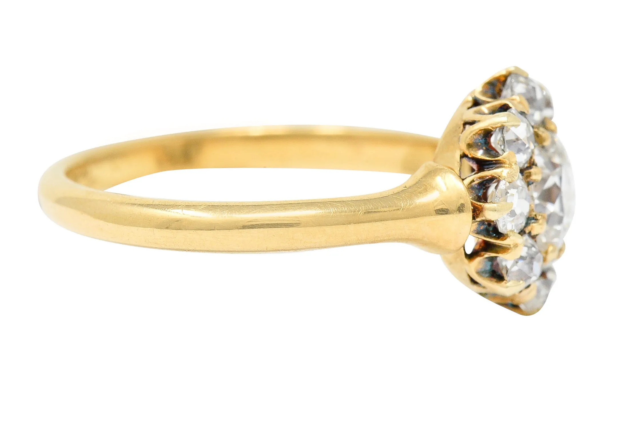 1892 Victorian 1.25 CTW Diamond 18 Karat Gold Cluster Ring GIA