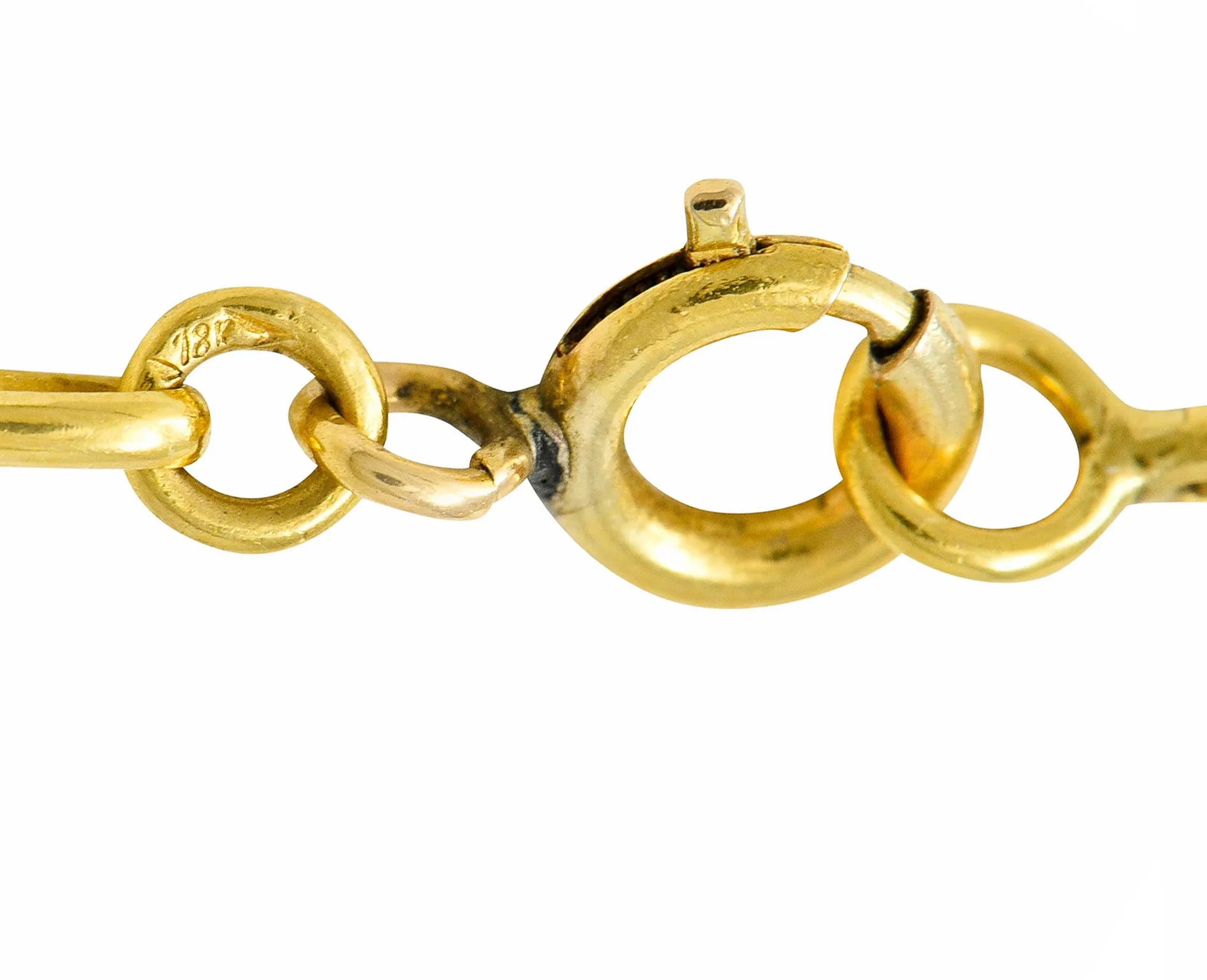 1900 Victorian 18 Karat Gold 24 Inch Scrolled Navette Chain Link Necklace