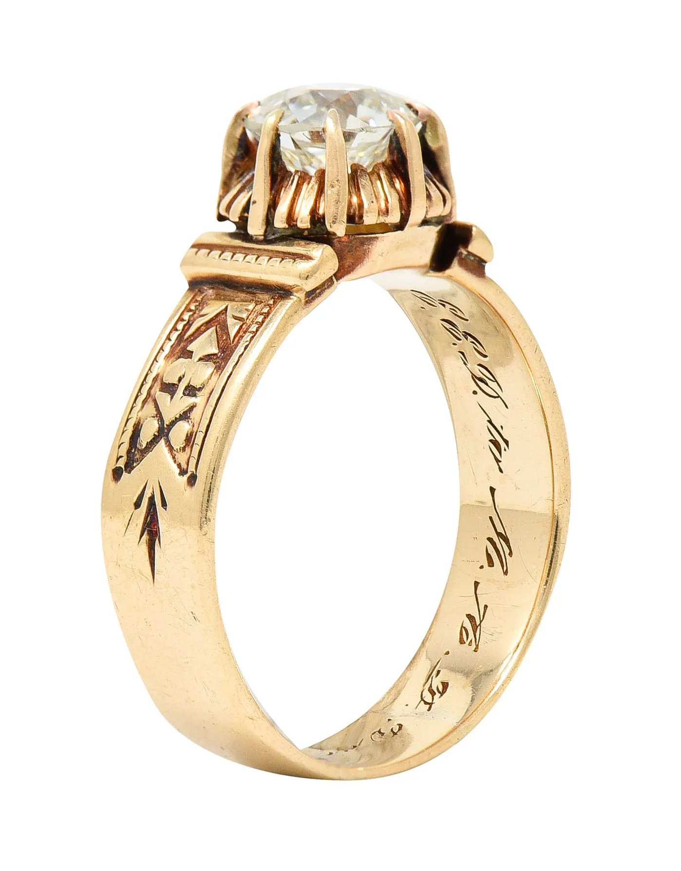 1904 Victorian 0.93 CTW Diamond 14 Karat Gold Engagement Ring GIA