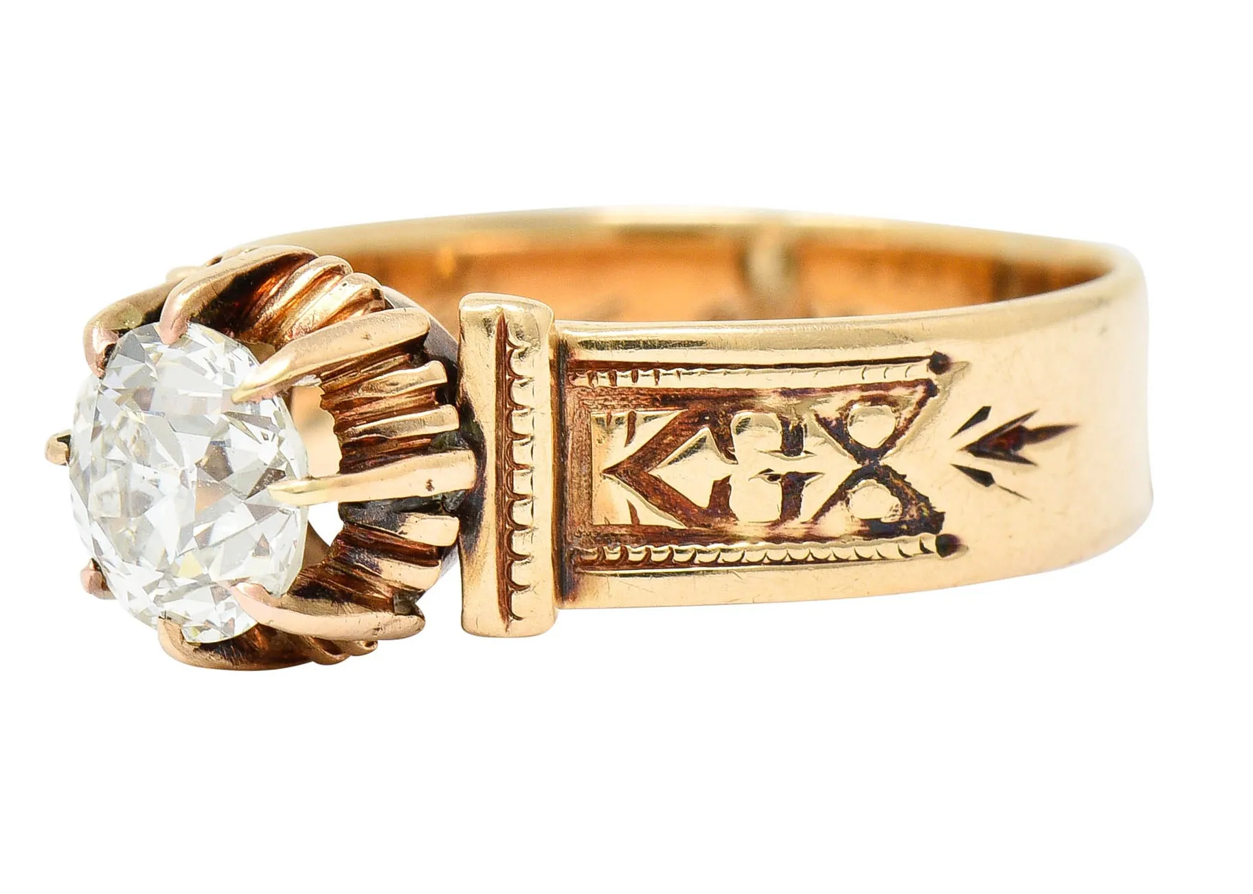 1904 Victorian 0.93 CTW Diamond 14 Karat Gold Engagement Ring GIA