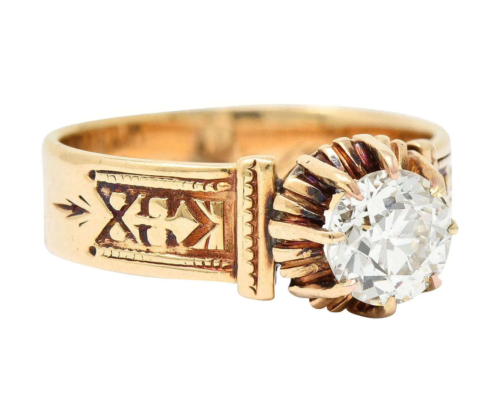 1904 Victorian 0.93 CTW Diamond 14 Karat Gold Engagement Ring GIA