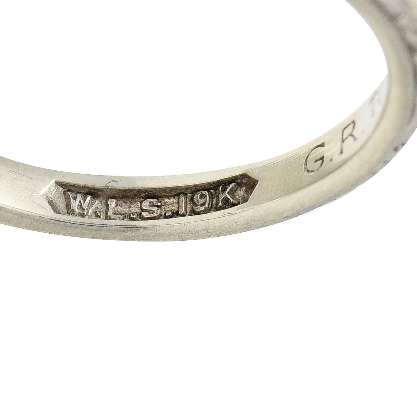 1932 Art Deco 19 Karat White Gold Floral Orange Blossom Wedding Band Ring
