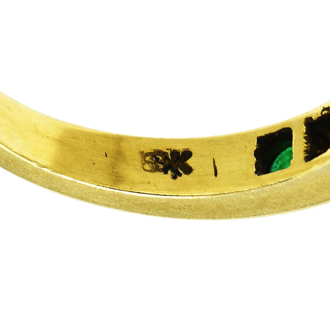 1960's Tiffany & Co. 0.67 CTW Emerald Sapphire Diamond 18 Karat Gold Stacking Band Ring Set