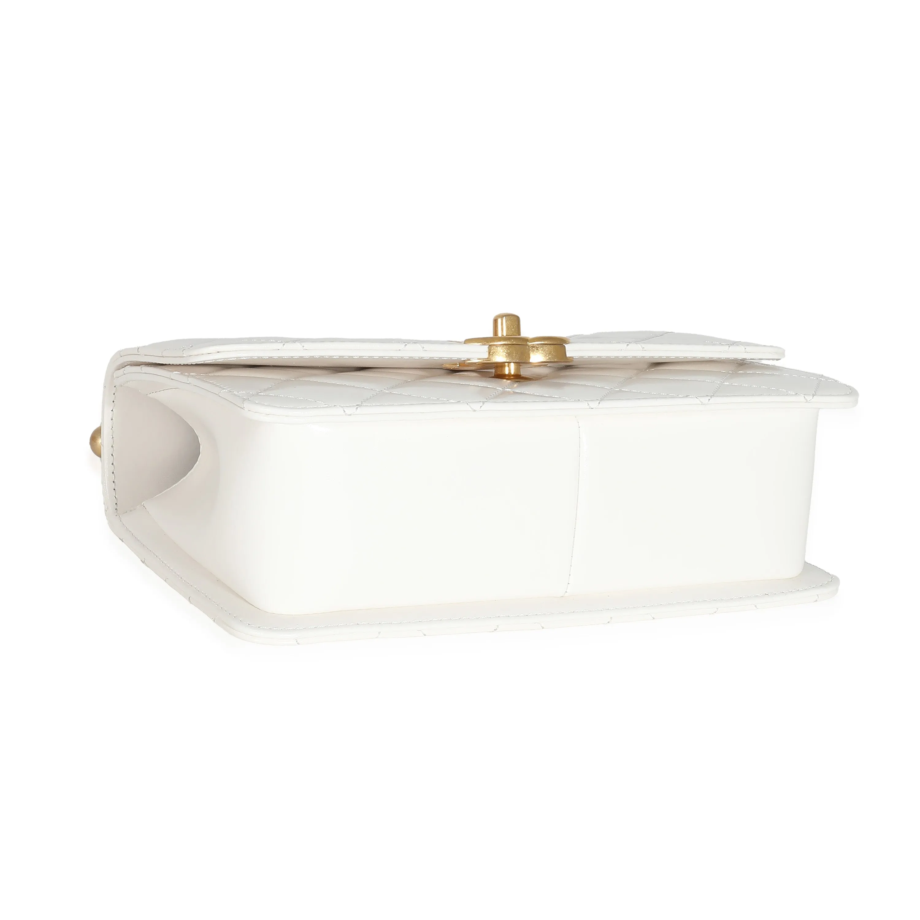 24C White Quilted Calfskin Mini Perfect Fit Flap Bag