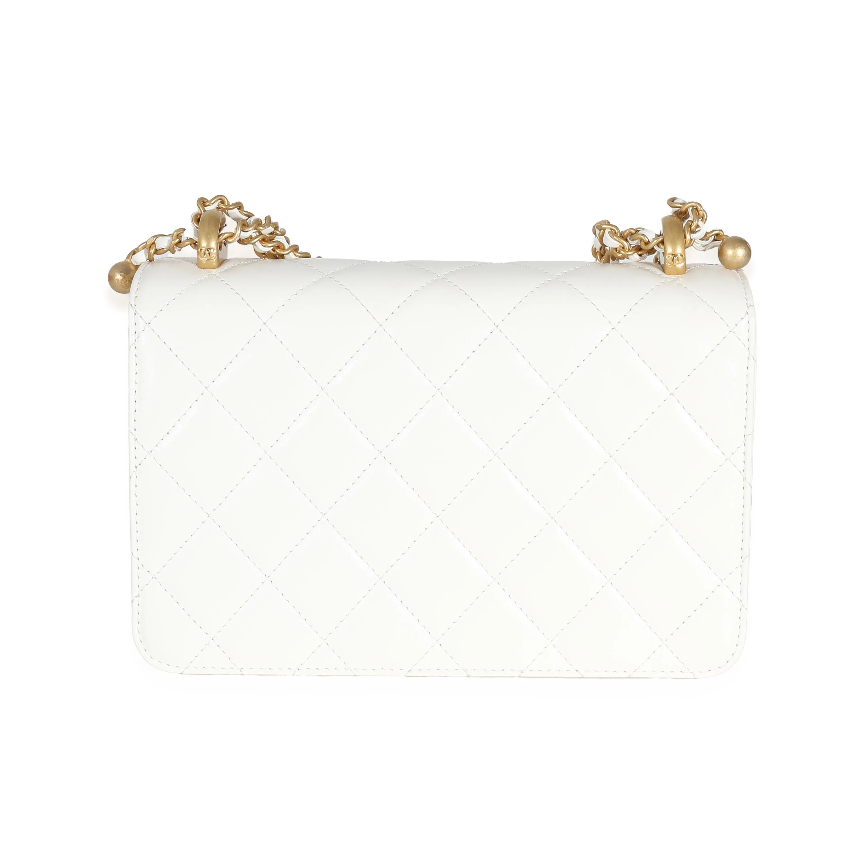 24C White Quilted Calfskin Mini Perfect Fit Flap Bag