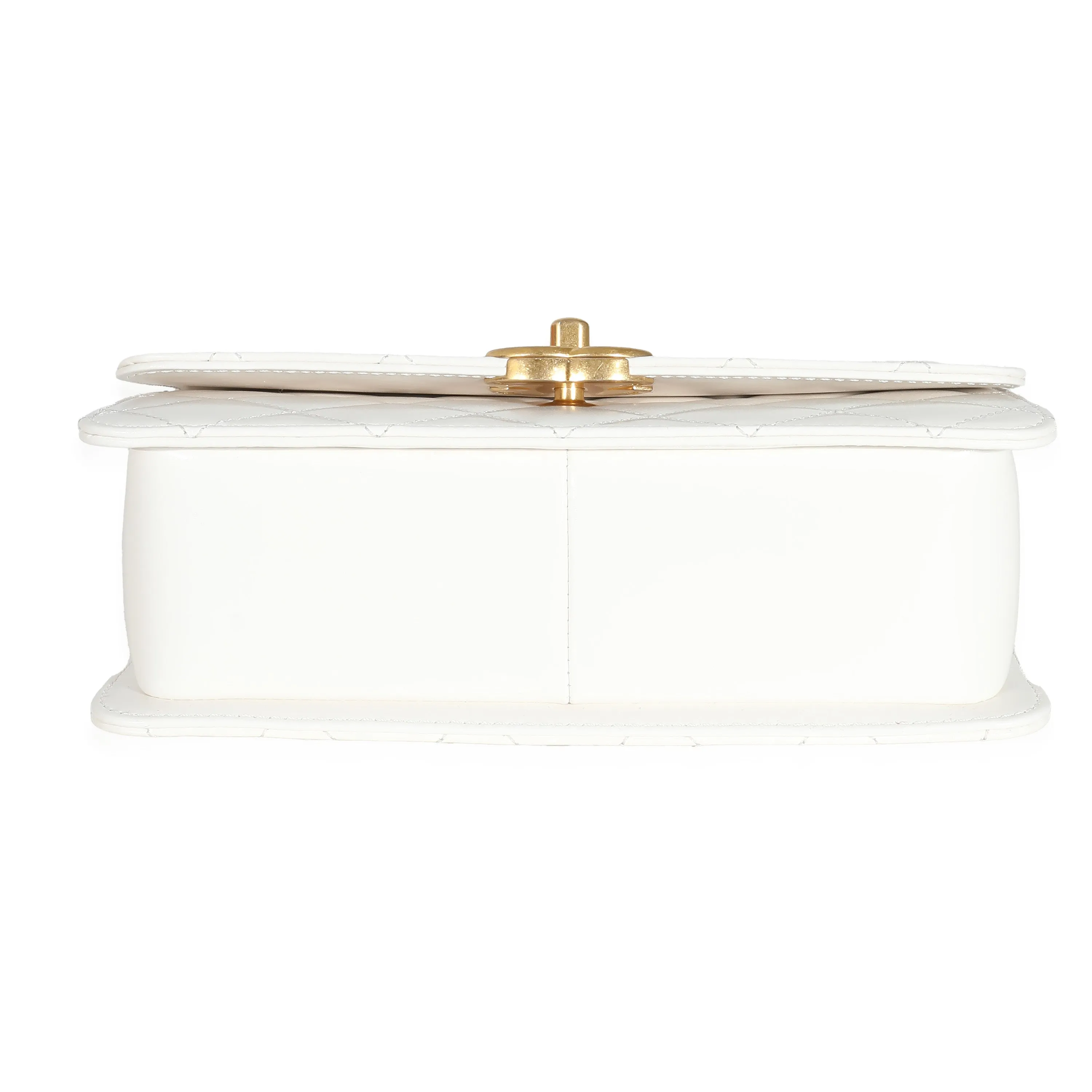 24C White Quilted Calfskin Mini Perfect Fit Flap Bag