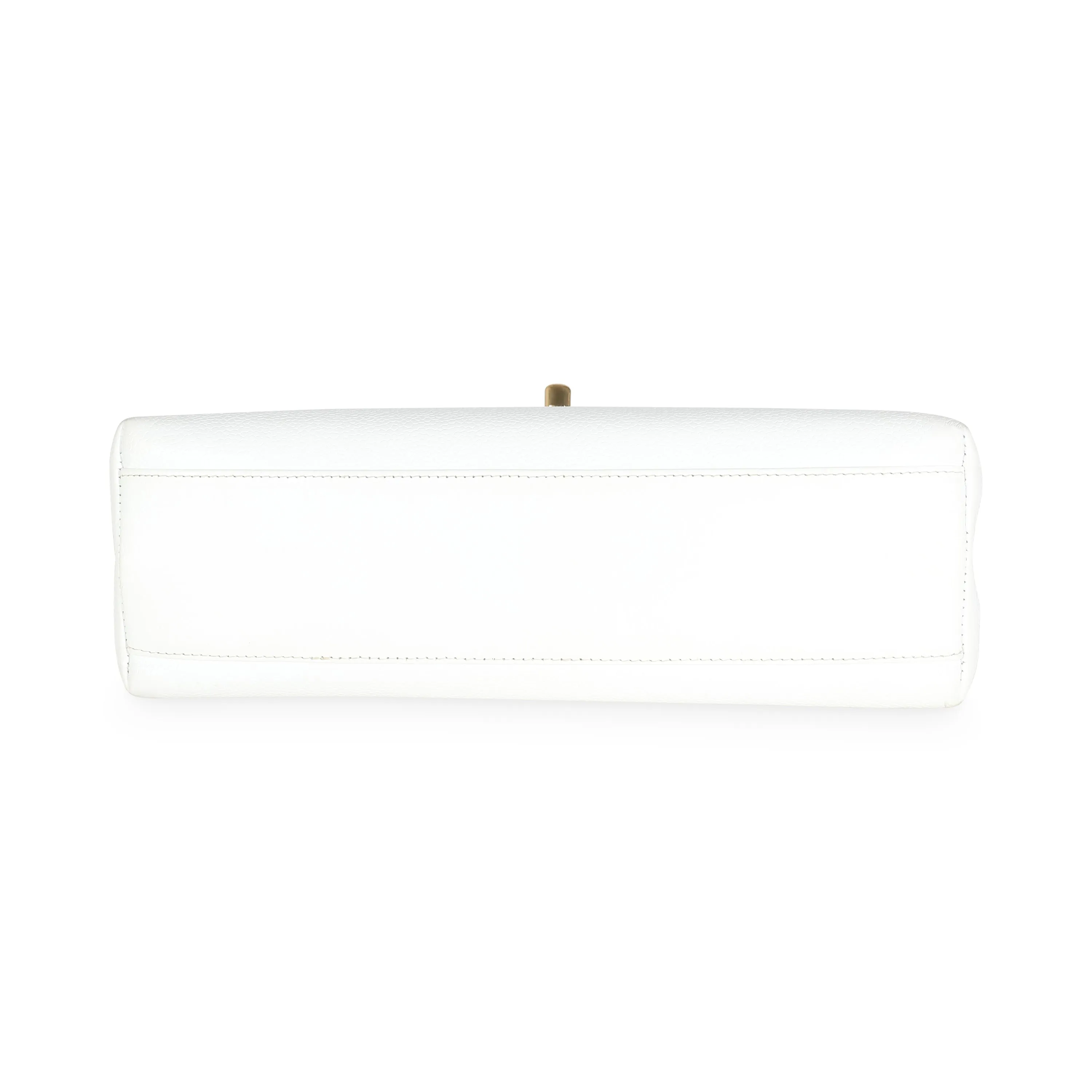 24K White Caviar Trapezoid Flap Bag