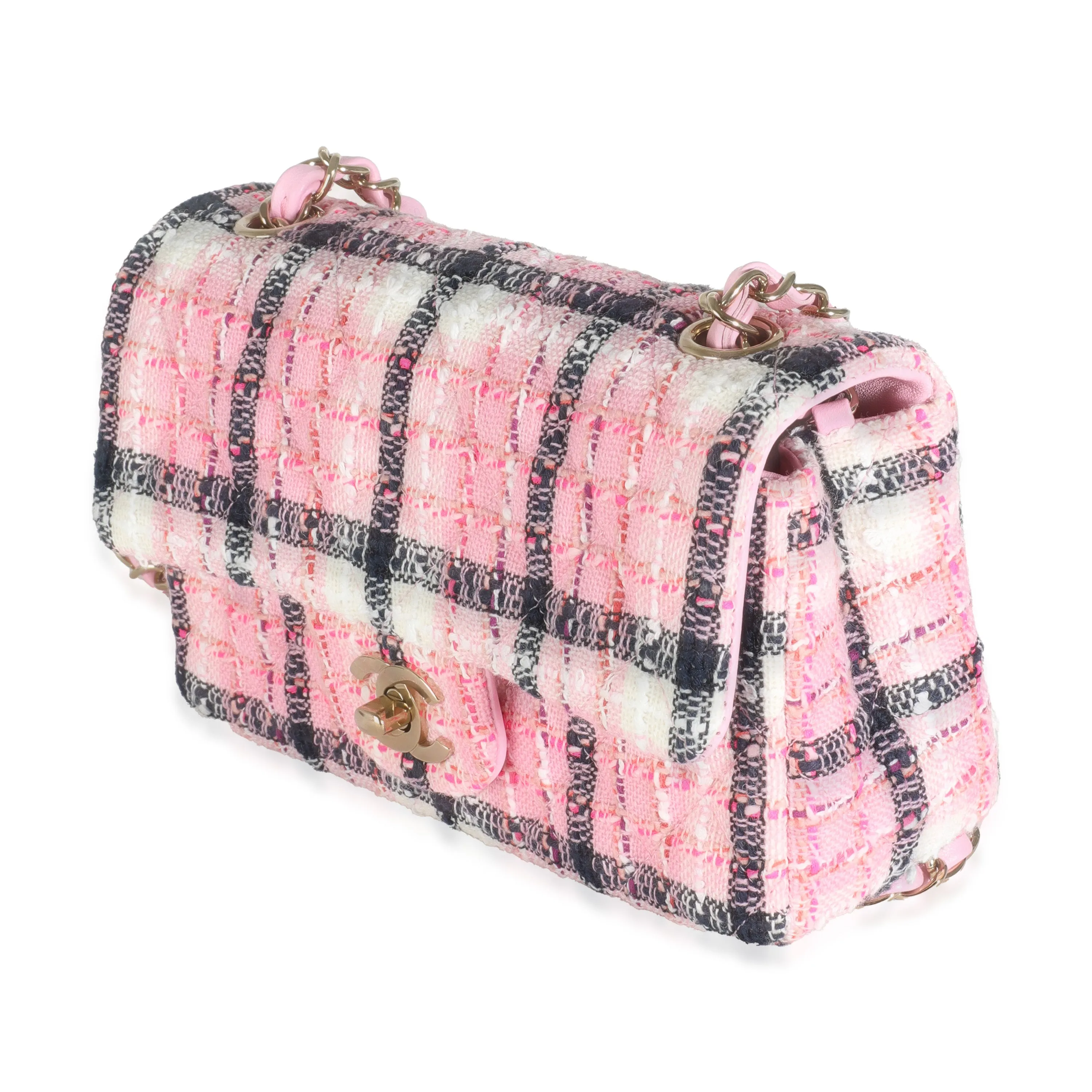 24S Black Pink Tweed Mini Rectangular Flap Bag