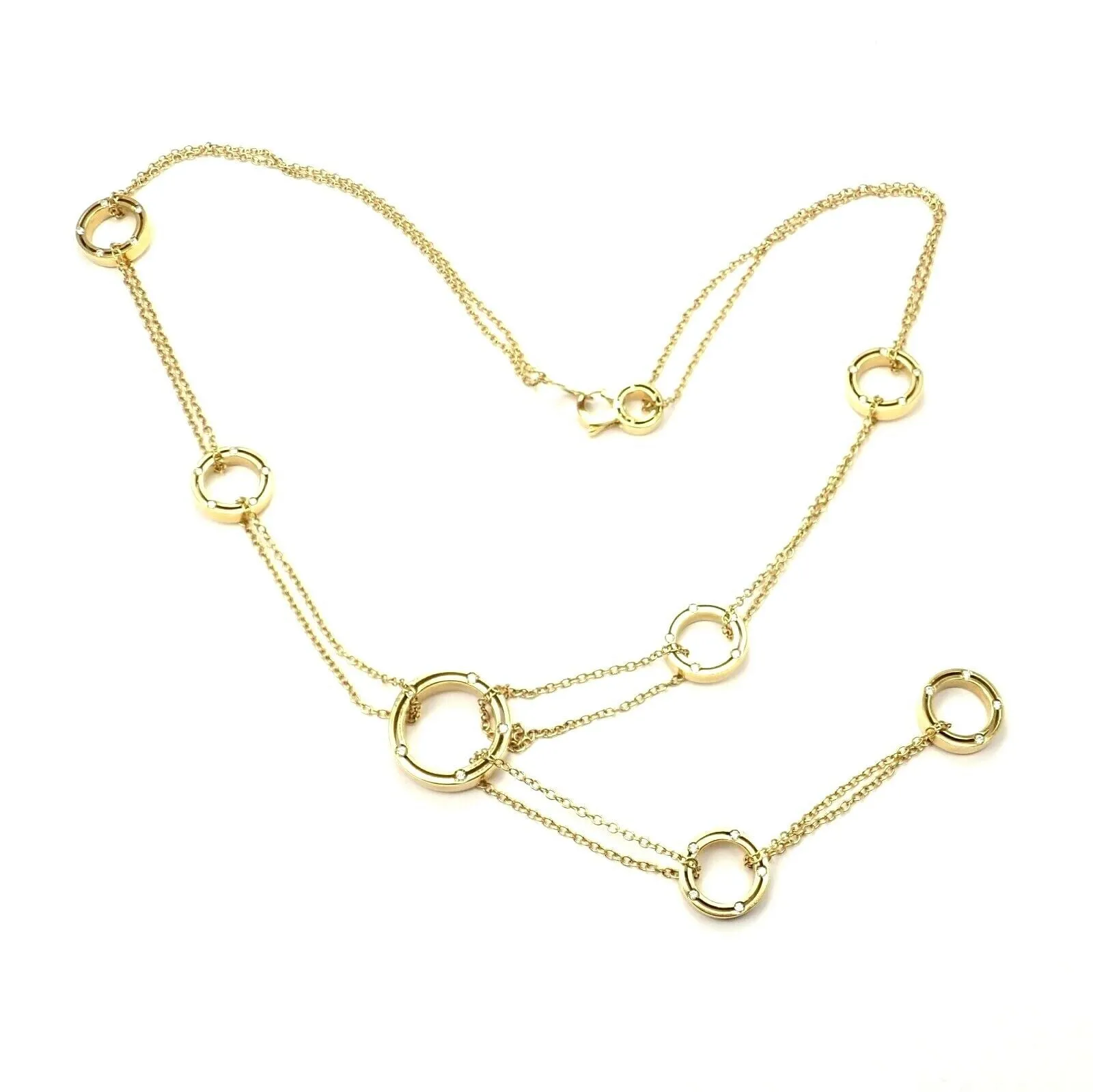 Authentic Damiani 18k Yellow Diamond 7 Station Brad Pitt Drop Necklace