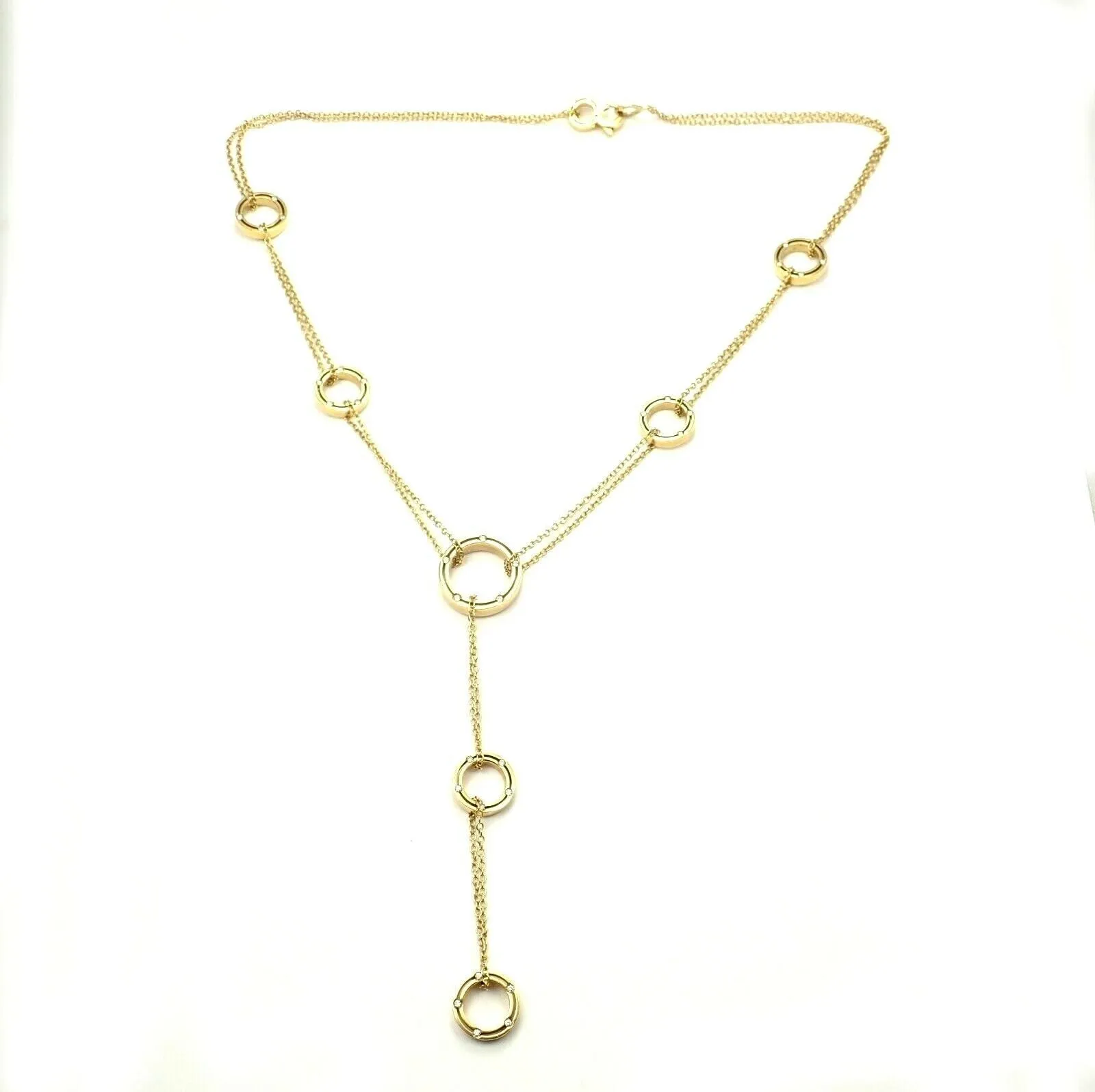 Authentic Damiani 18k Yellow Diamond 7 Station Brad Pitt Drop Necklace