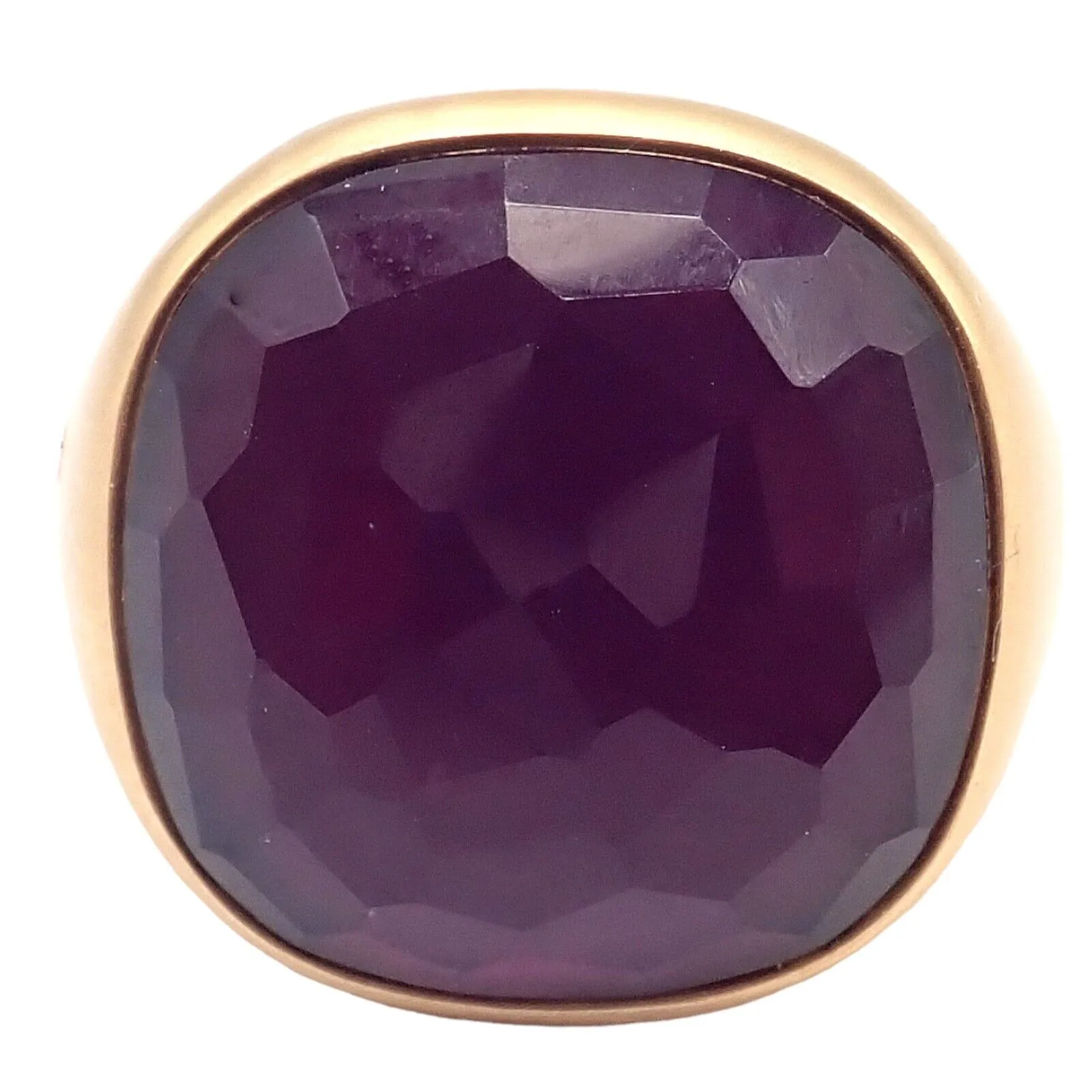 Authentic! Pomellato 18k Rose Gold Large Faceted Amethyst Victoria Ring sz 6.5