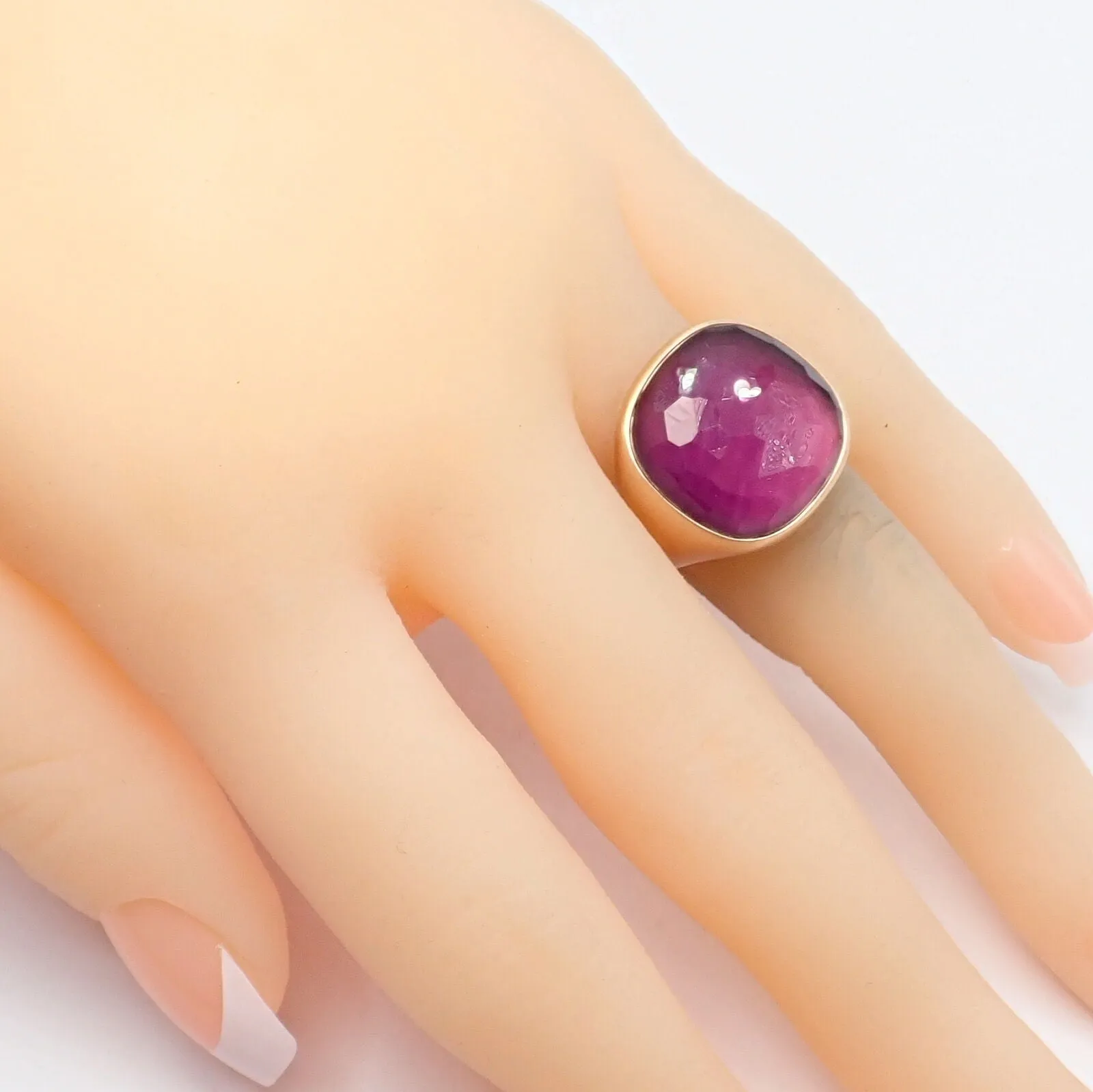 Authentic! Pomellato 18k Rose Gold Large Faceted Amethyst Victoria Ring sz 6.5
