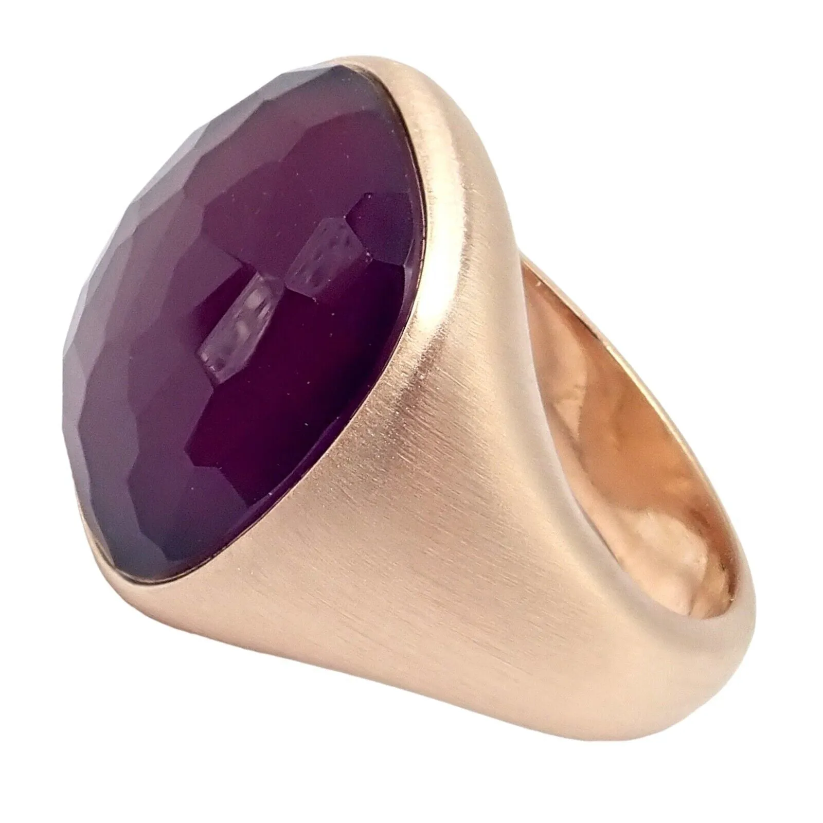 Authentic! Pomellato 18k Rose Gold Large Faceted Amethyst Victoria Ring sz 6.5