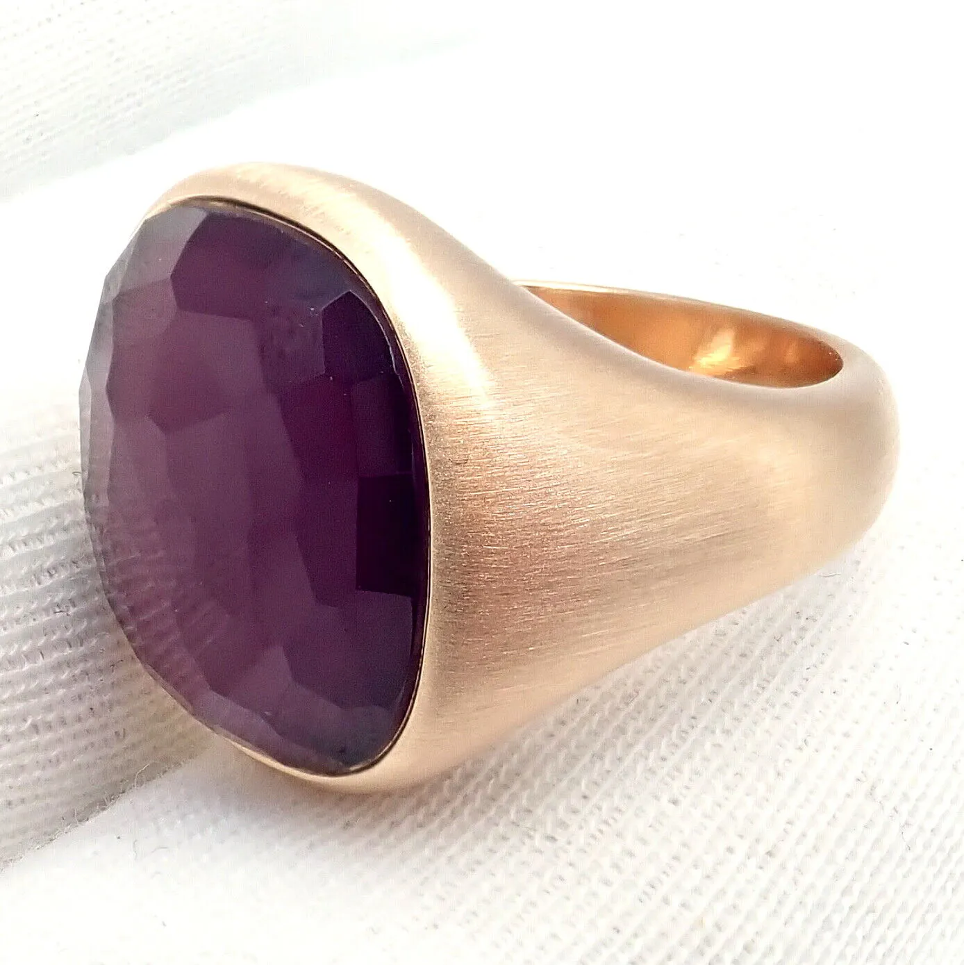 Authentic! Pomellato 18k Rose Gold Large Faceted Amethyst Victoria Ring sz 6.5
