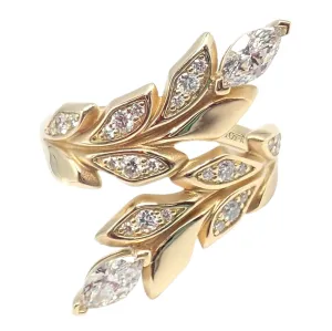 Authentic! Tiffany & Co 18k Yellow Gold Diamond Victoria Vine Bypass Ring