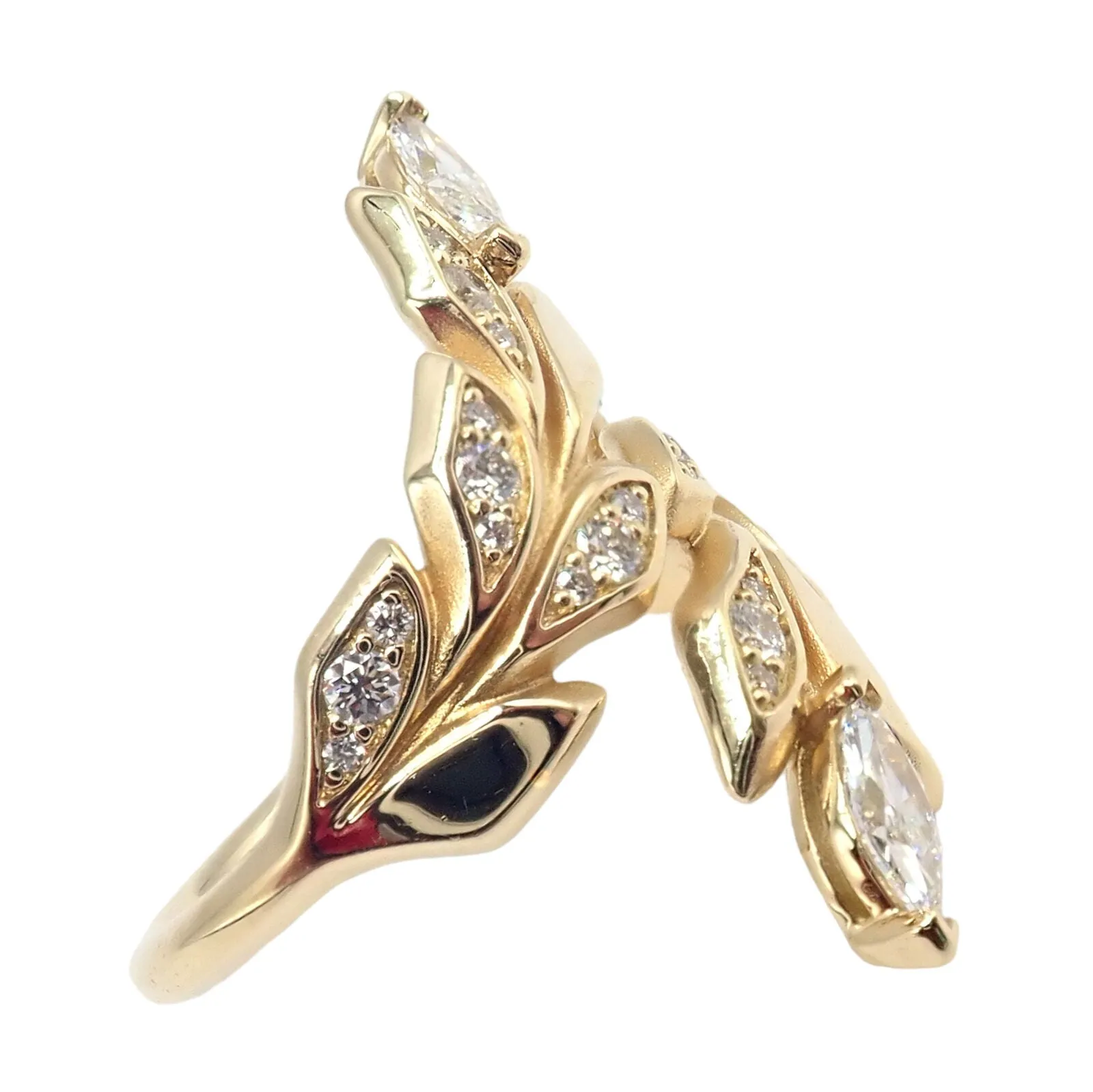 Authentic! Tiffany & Co 18k Yellow Gold Diamond Victoria Vine Bypass Ring
