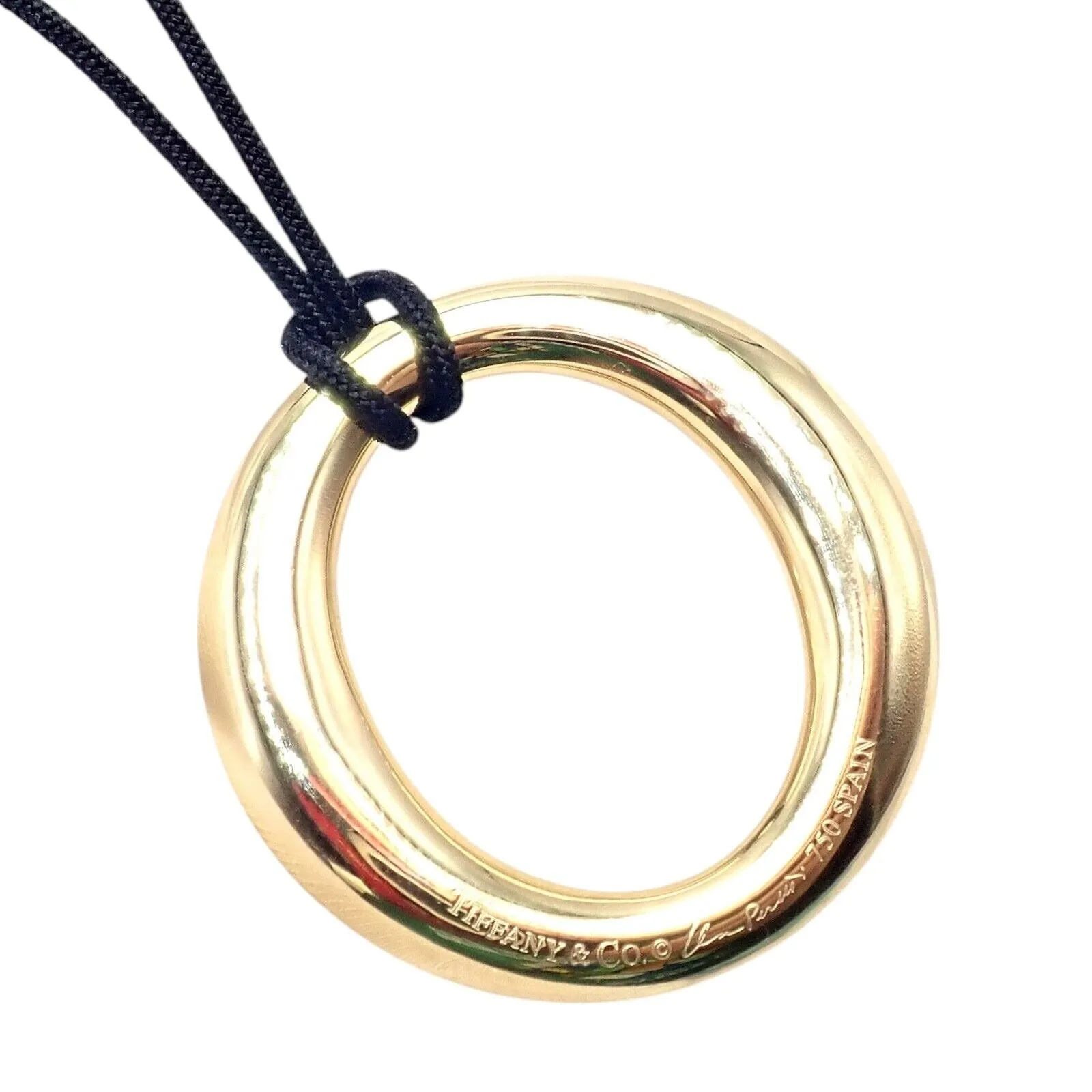 Authentic! Tiffany & Co 18k Yellow Gold Peretti 35mm Medium Sevillana Necklace