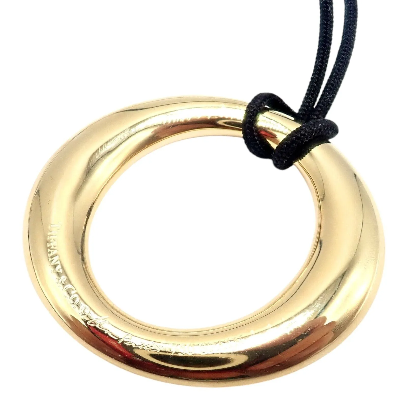 Authentic! Tiffany & Co 18k Yellow Gold Peretti 35mm Medium Sevillana Necklace
