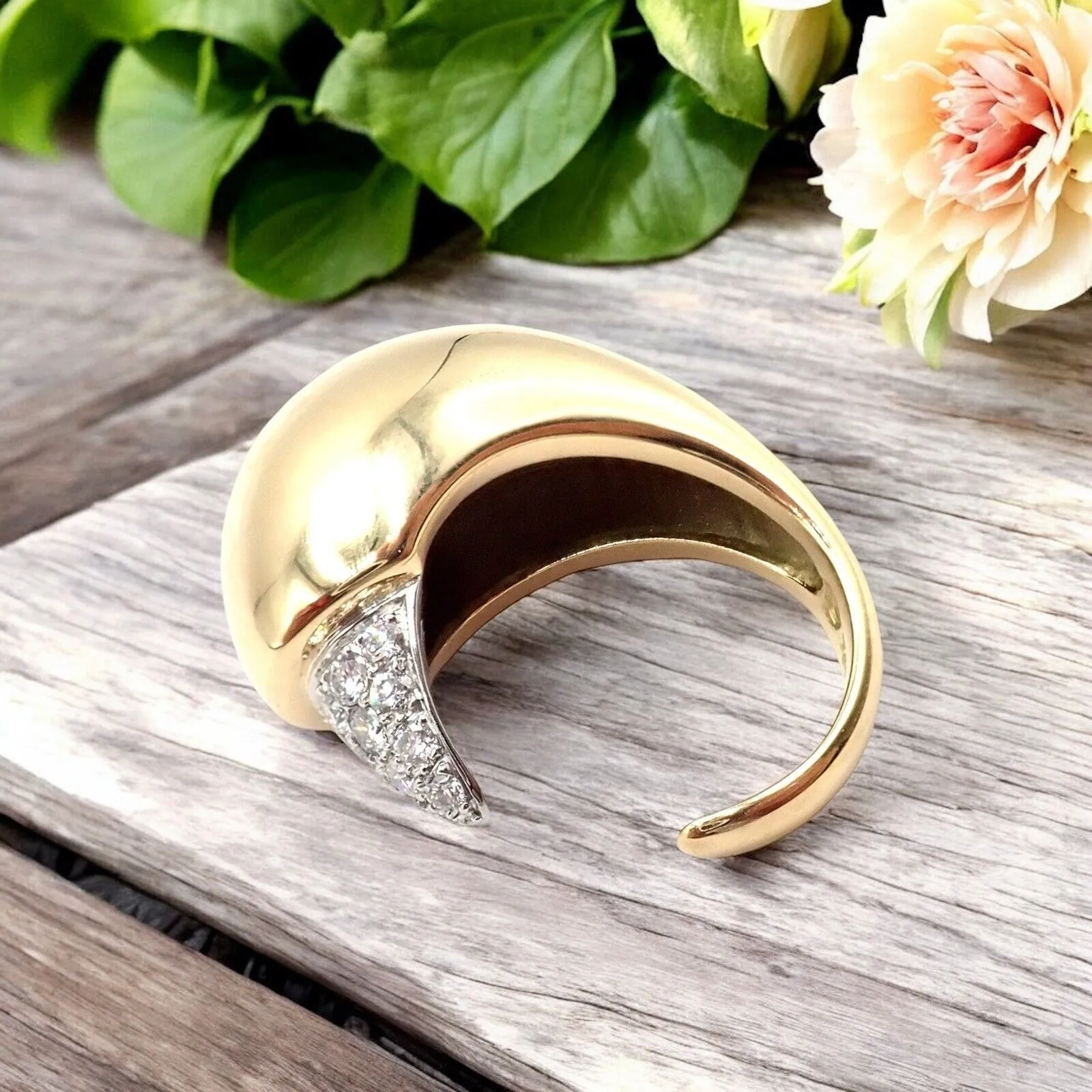 Authentic! Tiffany & Co. Elsa Peretti 18k Yellow Gold Diamond Bird Ring