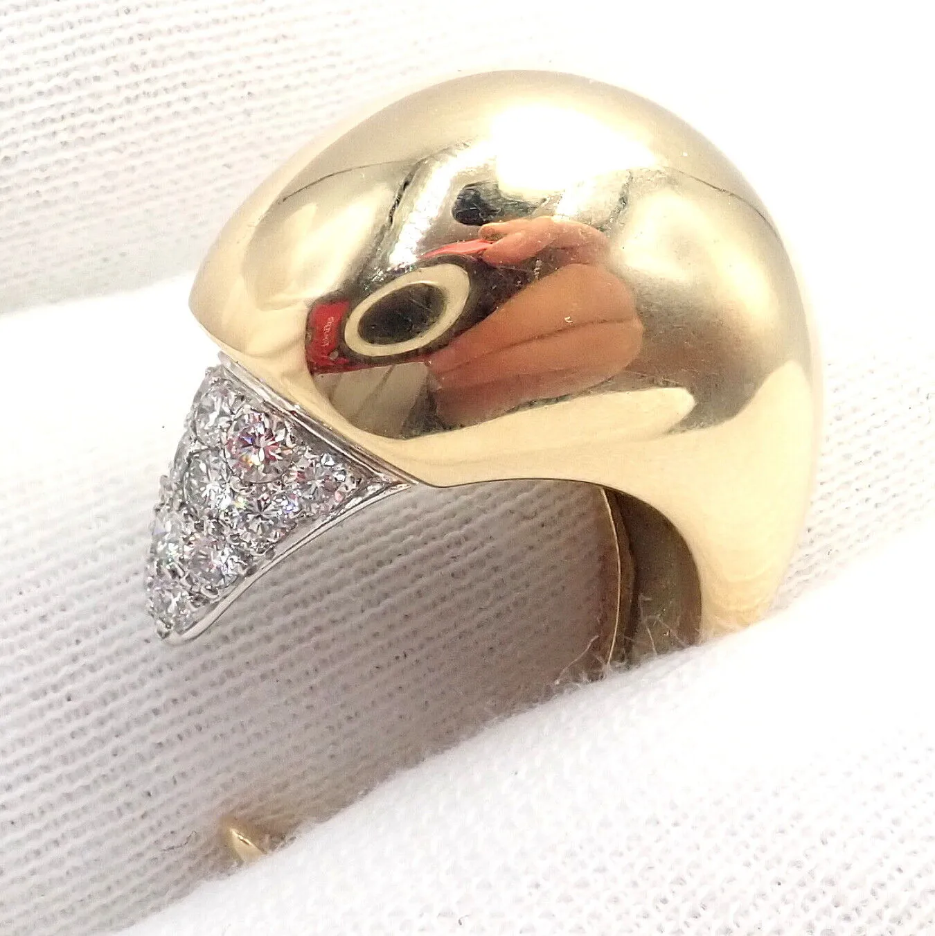 Authentic! Tiffany & Co. Elsa Peretti 18k Yellow Gold Diamond Bird Ring