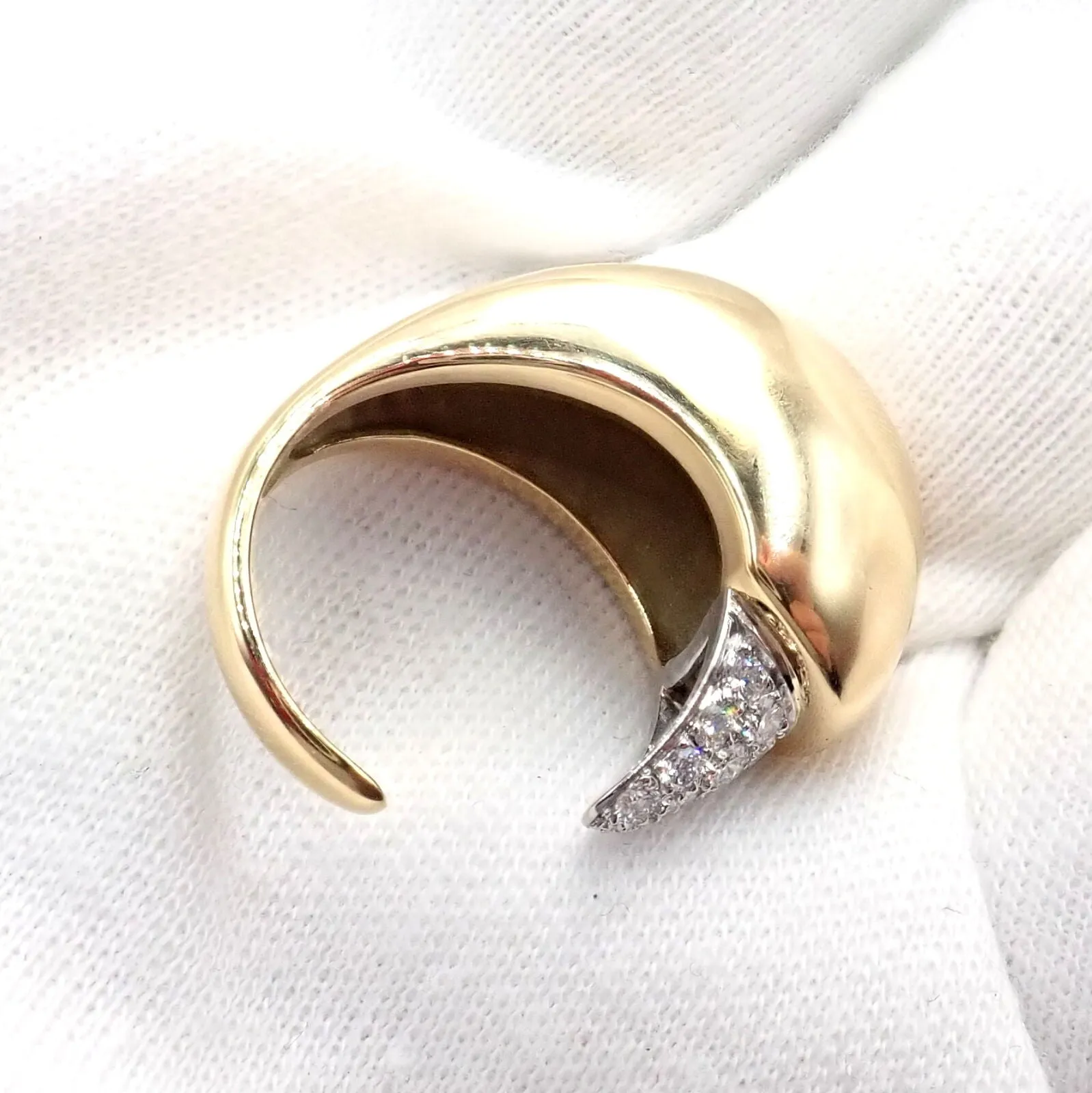 Authentic! Tiffany & Co. Elsa Peretti 18k Yellow Gold Diamond Bird Ring