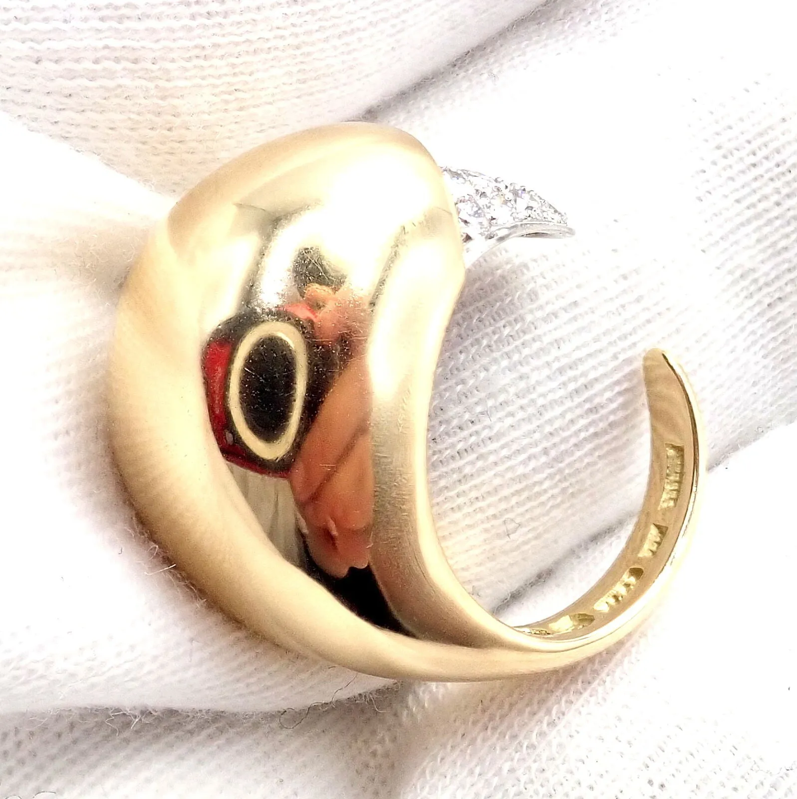 Authentic! Tiffany & Co. Elsa Peretti 18k Yellow Gold Diamond Bird Ring