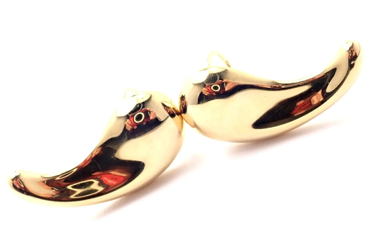 Authentic! Tiffany & Co Elsa Peretti 18k Yellow Gold Extra Large Bean Earrings