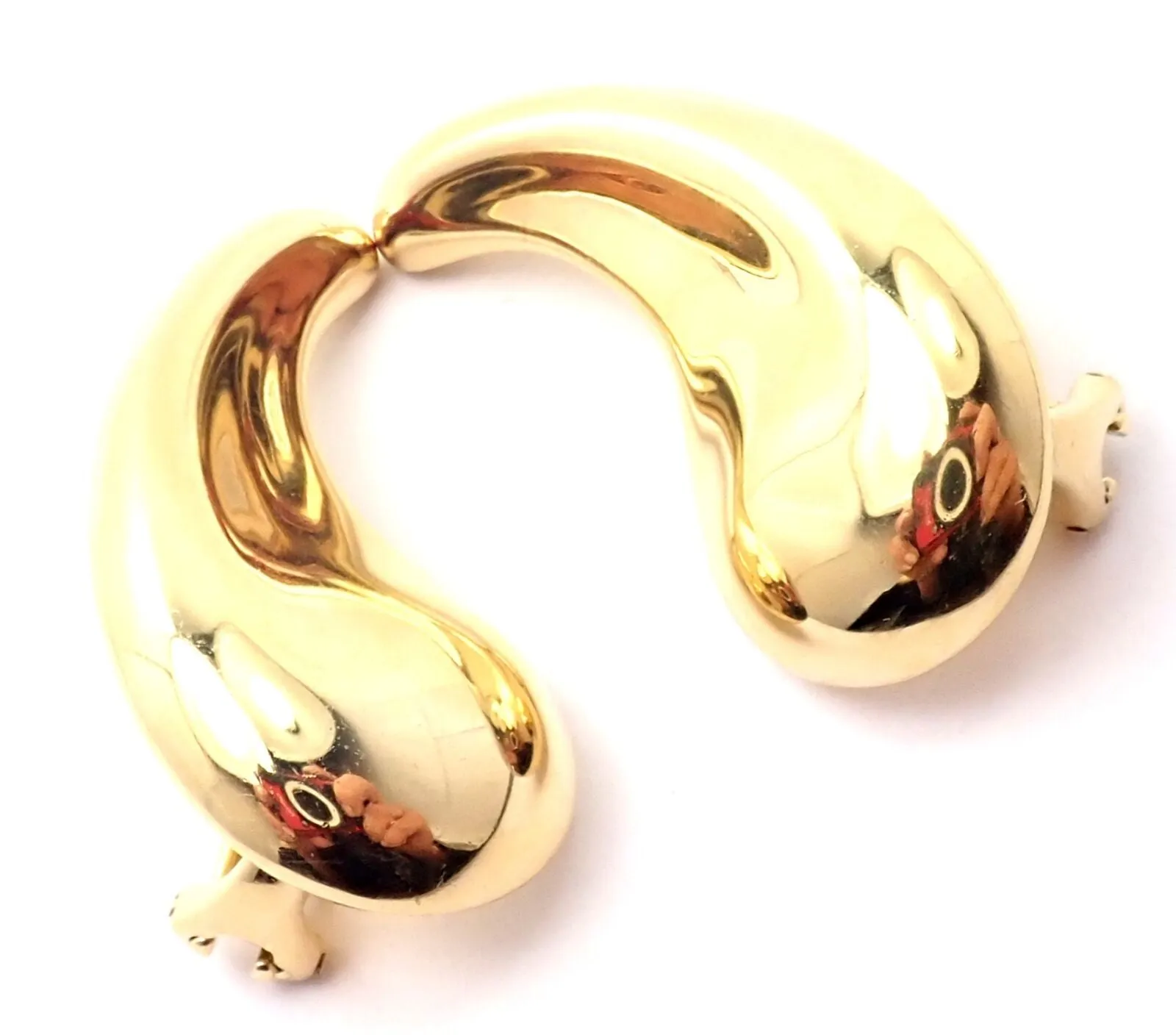 Authentic! Tiffany & Co Elsa Peretti 18k Yellow Gold Extra Large Bean Earrings