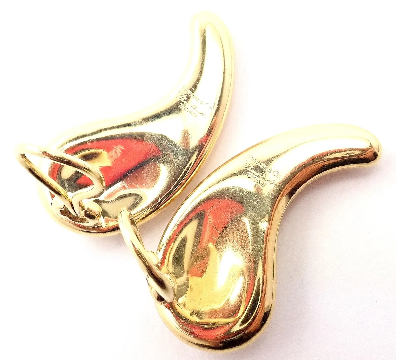 Authentic! Tiffany & Co Elsa Peretti 18k Yellow Gold Extra Large Bean Earrings